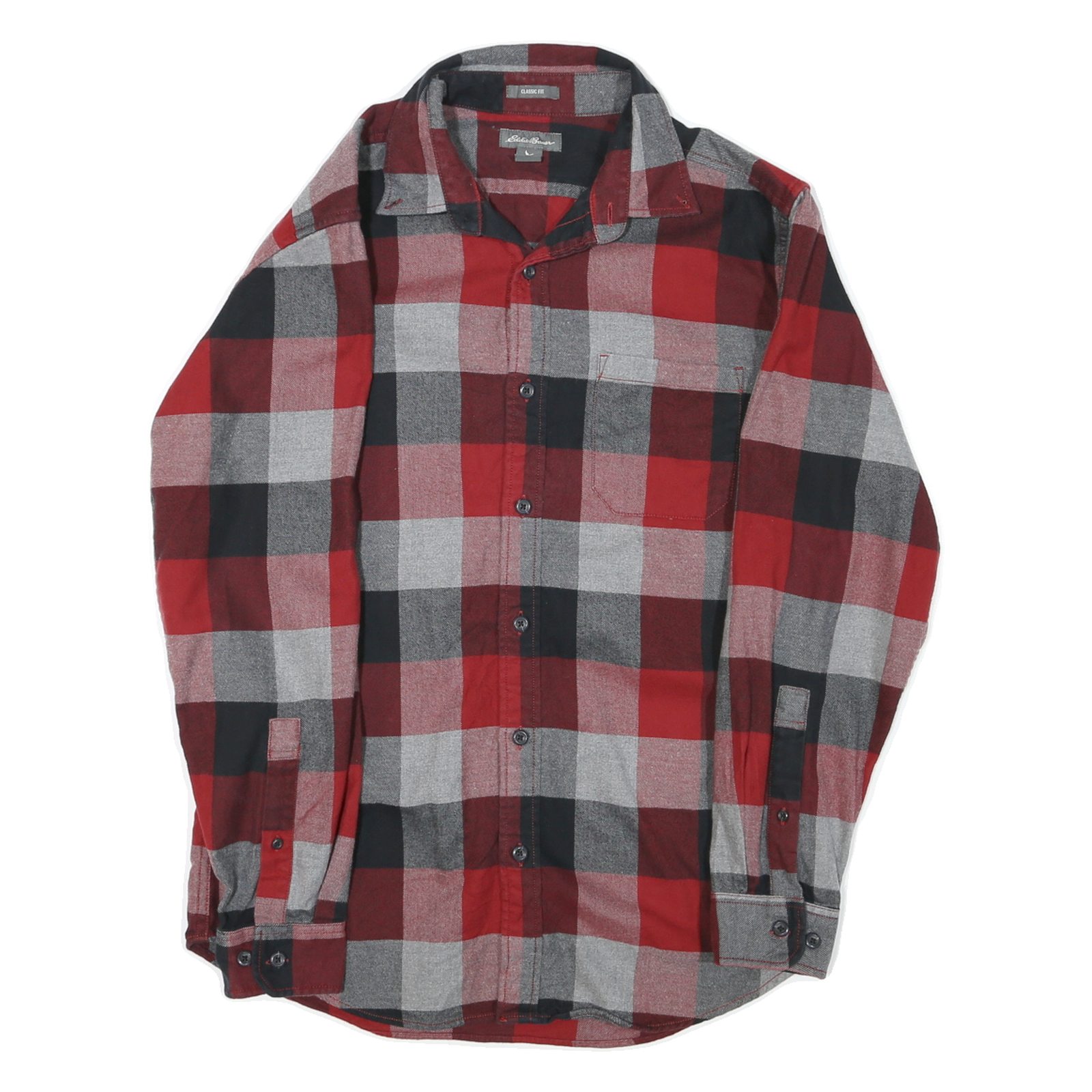EDDIE BAUER Mens Red Black Grey Check Shirt S Classic Fit Cotton Casual Refurbished - N/A refurbished available on Cerqular