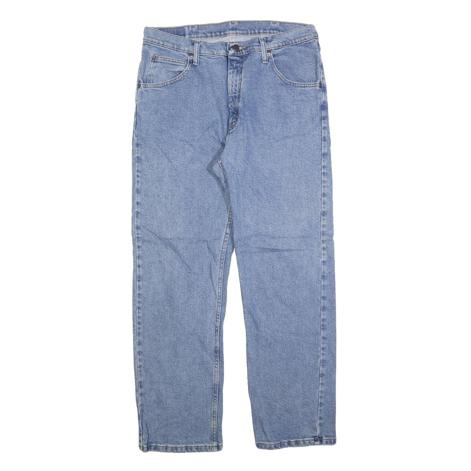 WRANGLER Mens Jeans Blue Regular Straight Denim Medium W34 L30 Cotton Blend Zip Refurbished - N/A refurbished available on Cerqular