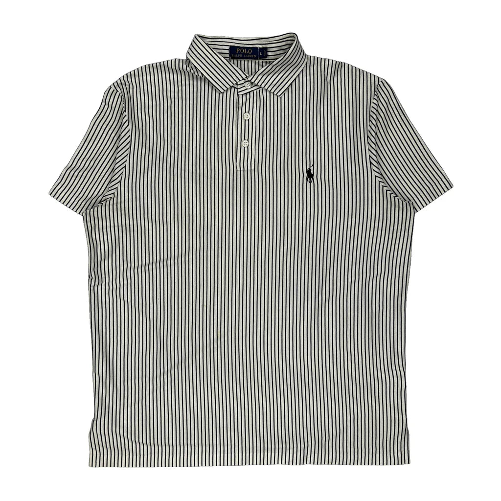 Buy Polo By Ralph Lauren Striped Polo Shirt - Large Black & White Cotton Refurbished - $33.49 Polo By Ralph Lauren Striped Polo Shirt - Large Black & White Cotton Refurbished - Thrifted (note: this is a term often used to describe second- refurbished available on Cerqular