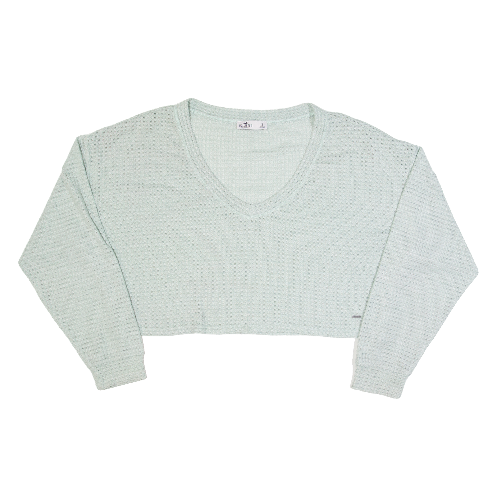 HOLLISTER Oversized Cropped Womens Jumper Blue V-Neck Open Knit S Refurbished - N/A refurbished available on Cerqular
