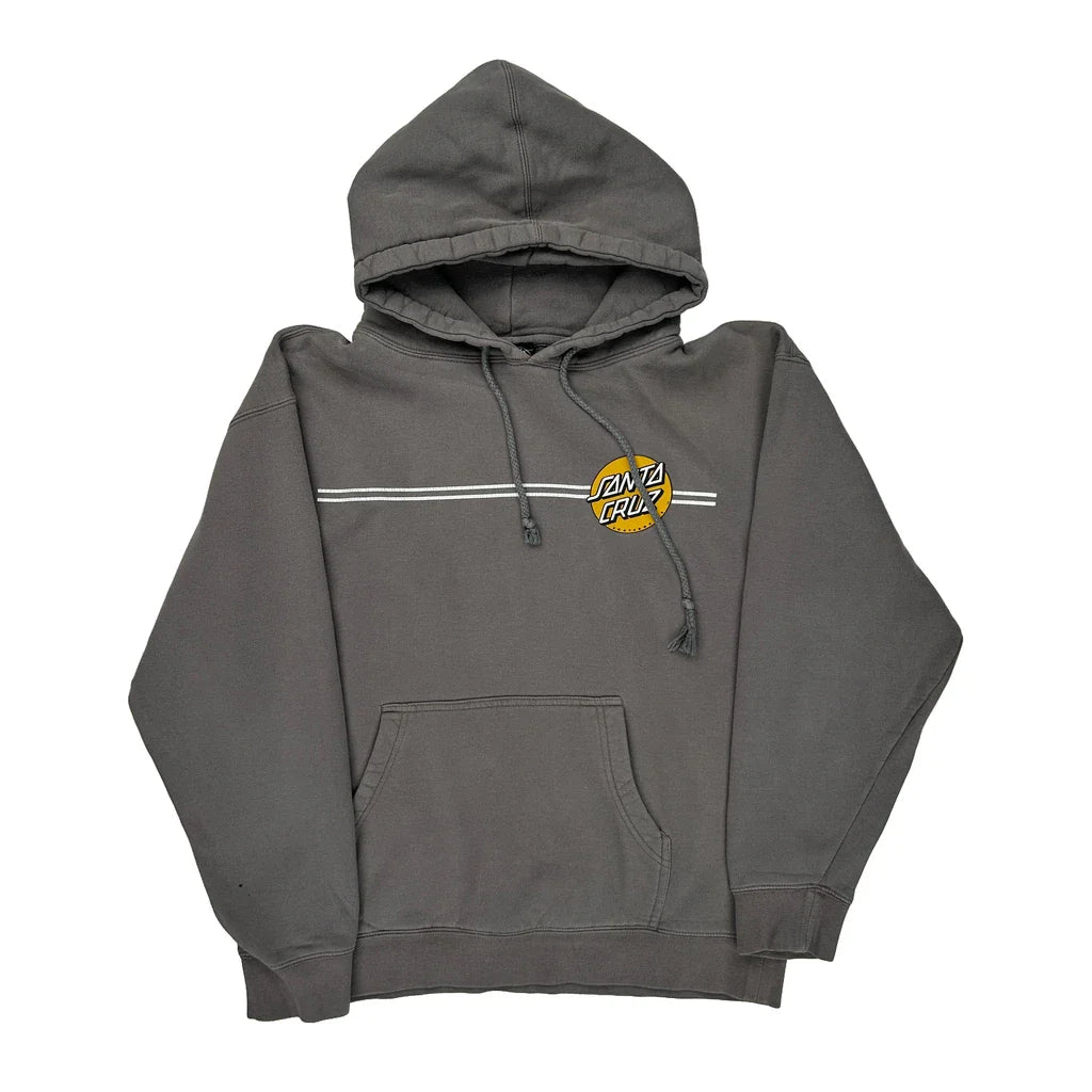 Santa Cruz Graphic Hoodie - Medium Grey Cotton Blend Refurbished - Thrifted (note: this is a term often used to describe second- refurbished available on Cerqular