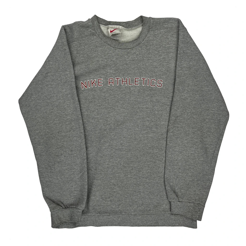 Made In USA Nike Sweatshirt - Large Grey Cotton Refurbished - Thrifted (note: this is a term often used to describe second- refurbished available on Cerqular