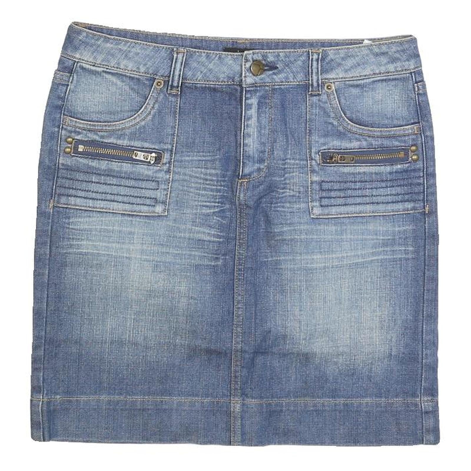 JACOB Womens Blue Denim Straight Mini Cotton Blend Skirt M Zip Pockets Refurbished - N/A refurbished available on Cerqular
