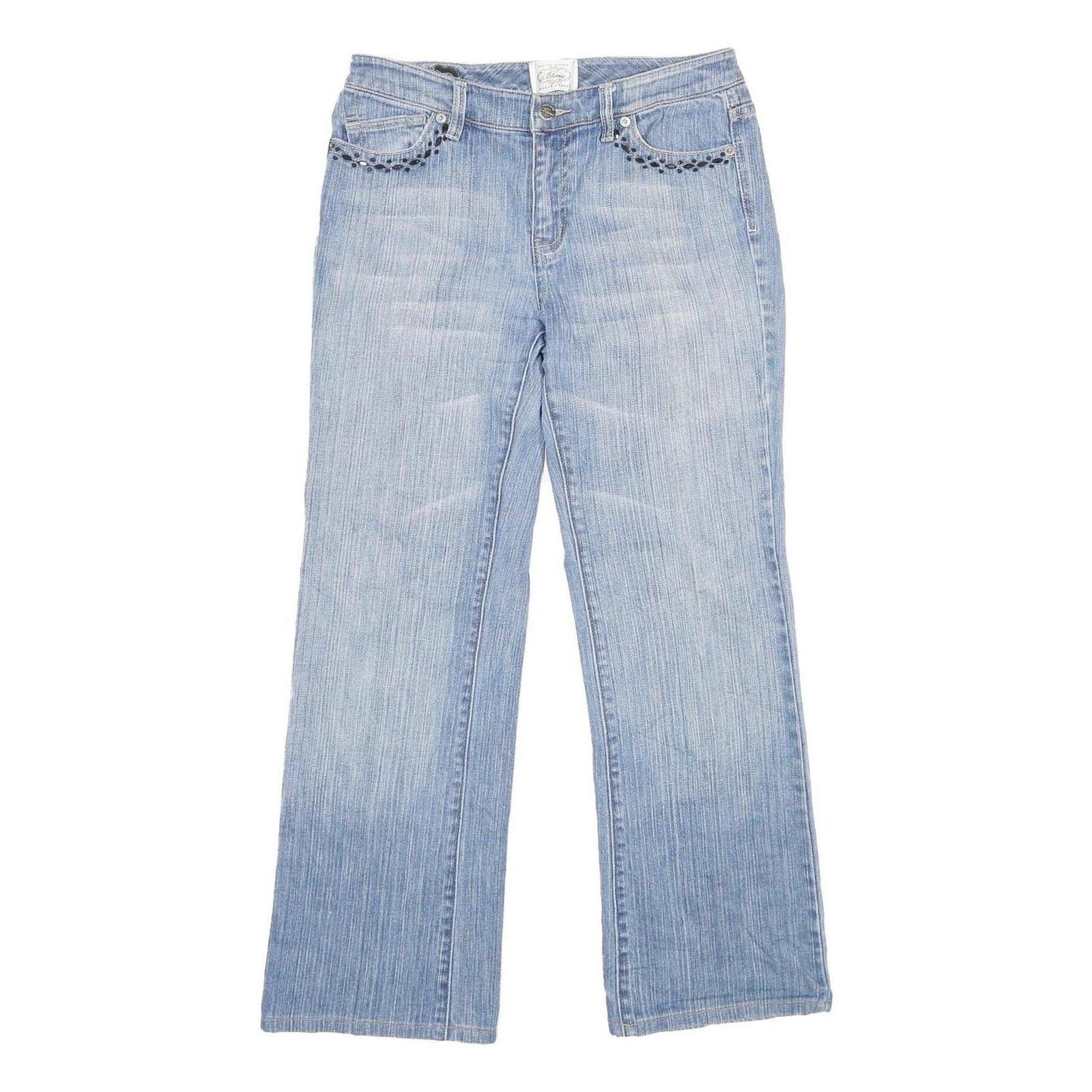BLANC Womens Regular Light Blue Denim Straight Jeans W30 L28 Beaded Detail Refurbished - N/A refurbished available on Cerqular
