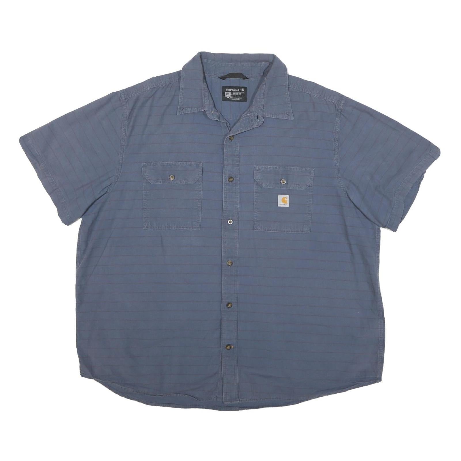 CARHARTT Mens Blue Cotton Blend Short Sleeve Shirt 2XL Casual Workwear Refurbished - N/A refurbished available on Cerqular