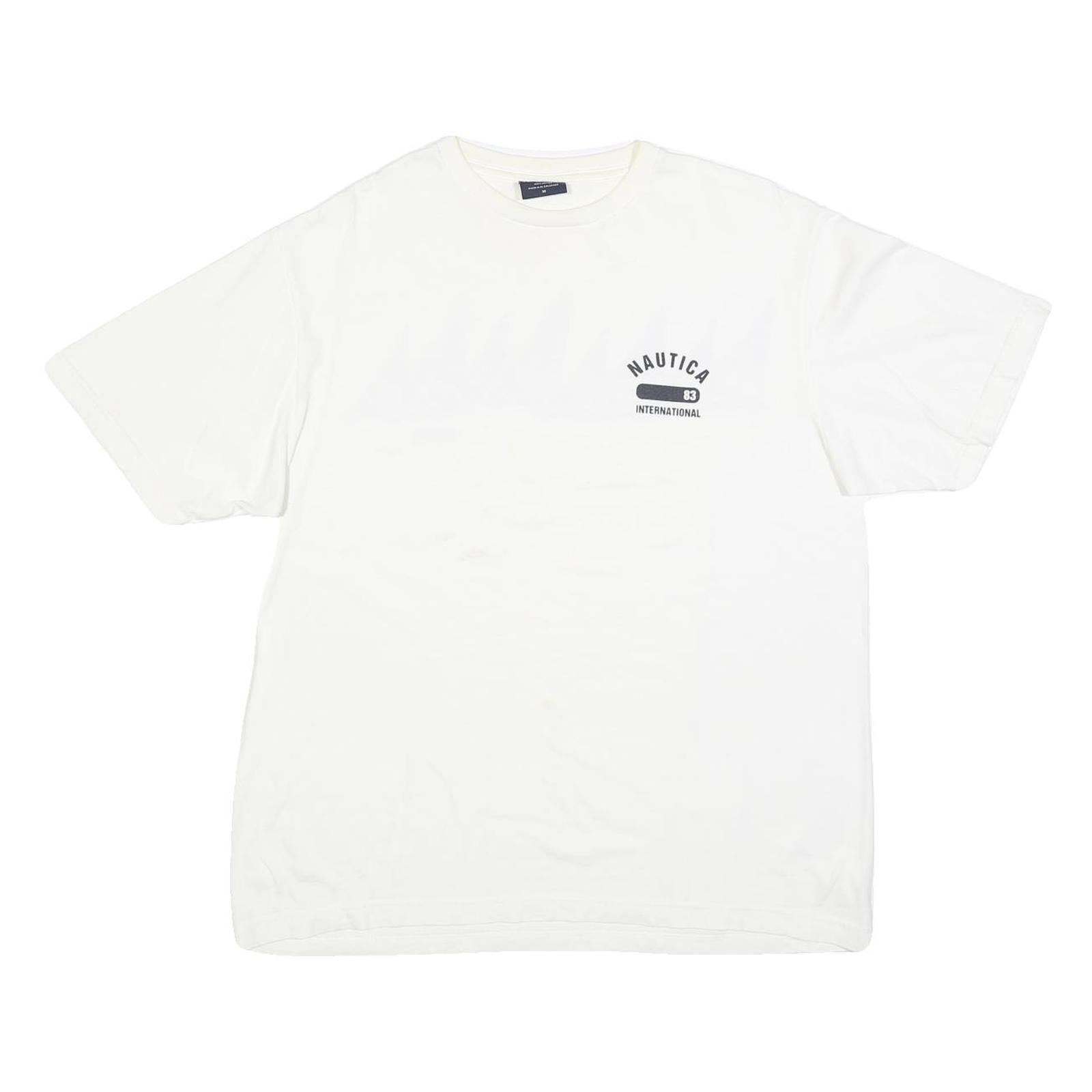 NAUTICA Mens White Graphic T-Shirt M Short Sleeve Crew Neck Sailing Print Refurbished - N/A refurbished available on Cerqular
