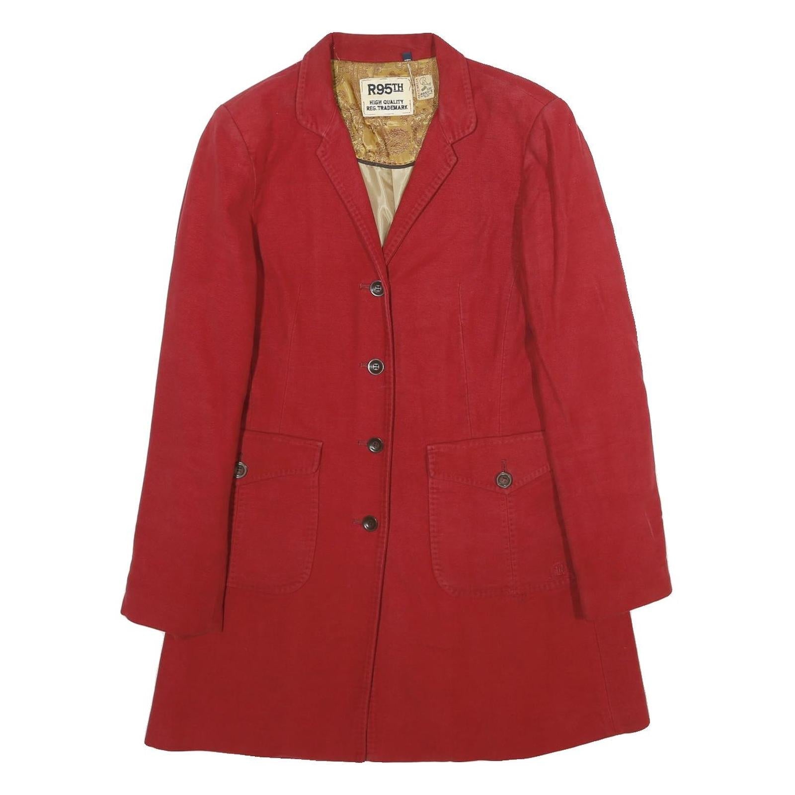 R95TH Womens Red Cotton Tailored Jacket UK 10 Button Plain Stylish Refurbished - N/A refurbished available on Cerqular