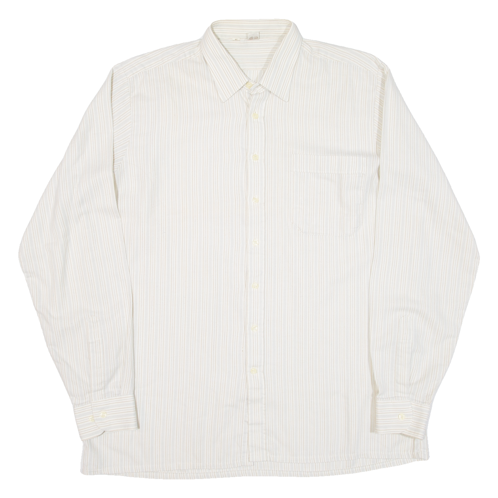 ELCH Mens Shirt Beige Striped Long Sleeve L Refurbished - N/A refurbished available on Cerqular