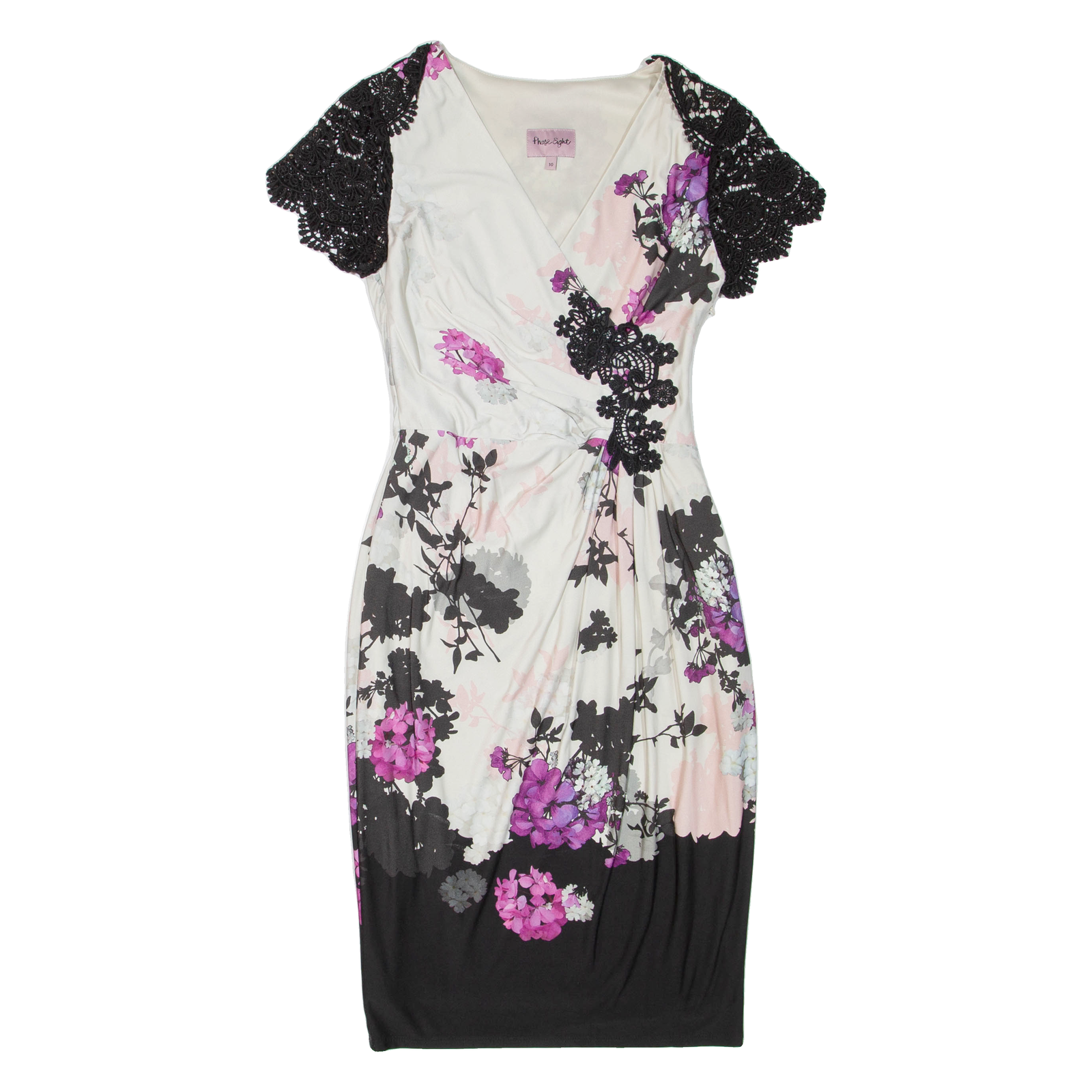 PHASE EIGHT Womens Day Dress Black Floral Short Sleeve Knee Length M Refurbished - N/A refurbished available on Cerqular