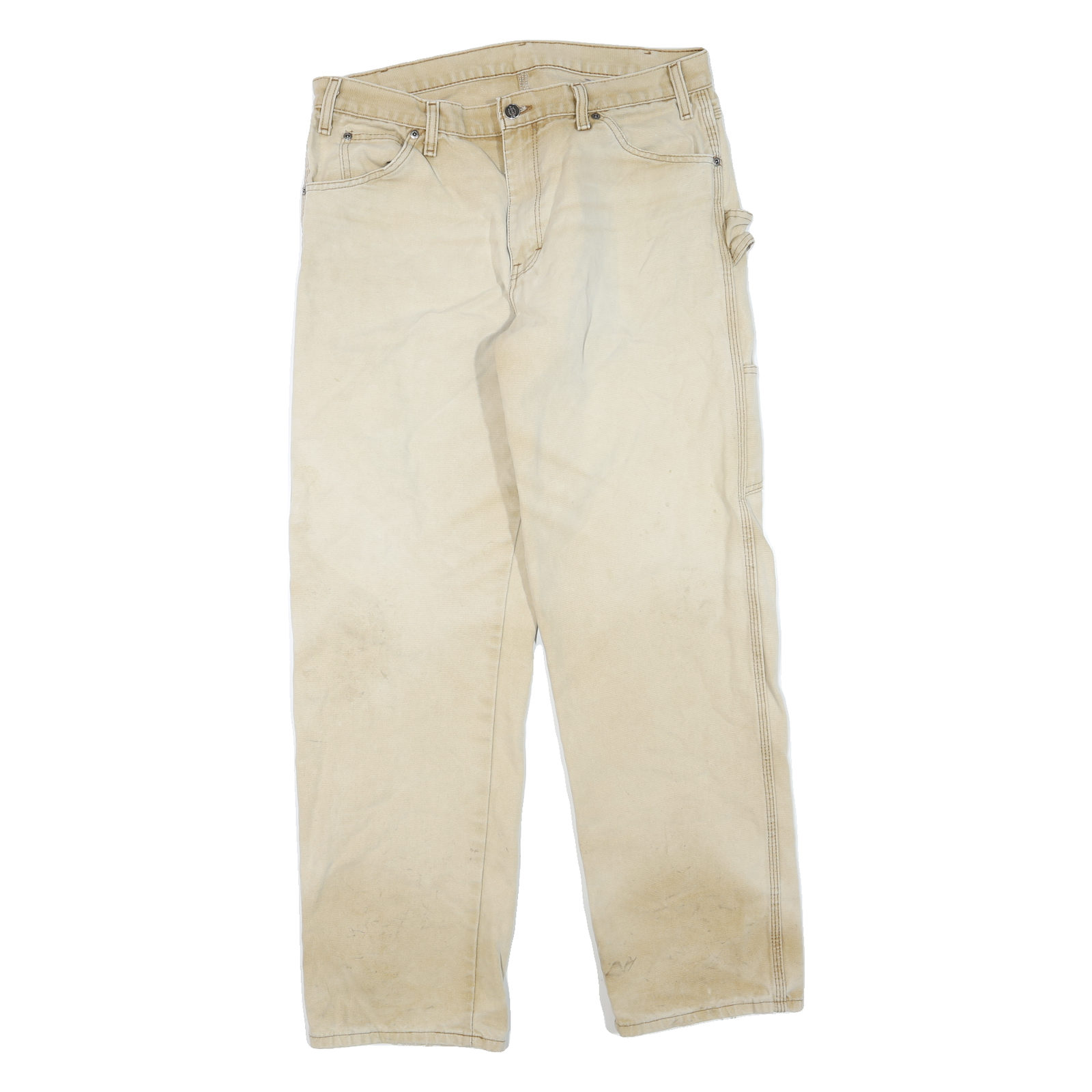 DICKIES Mens Regular Beige Denim W34 L32 Zip Workwear Casual Cotton Blend Jeans Refurbished - N/A refurbished available on Cerqular