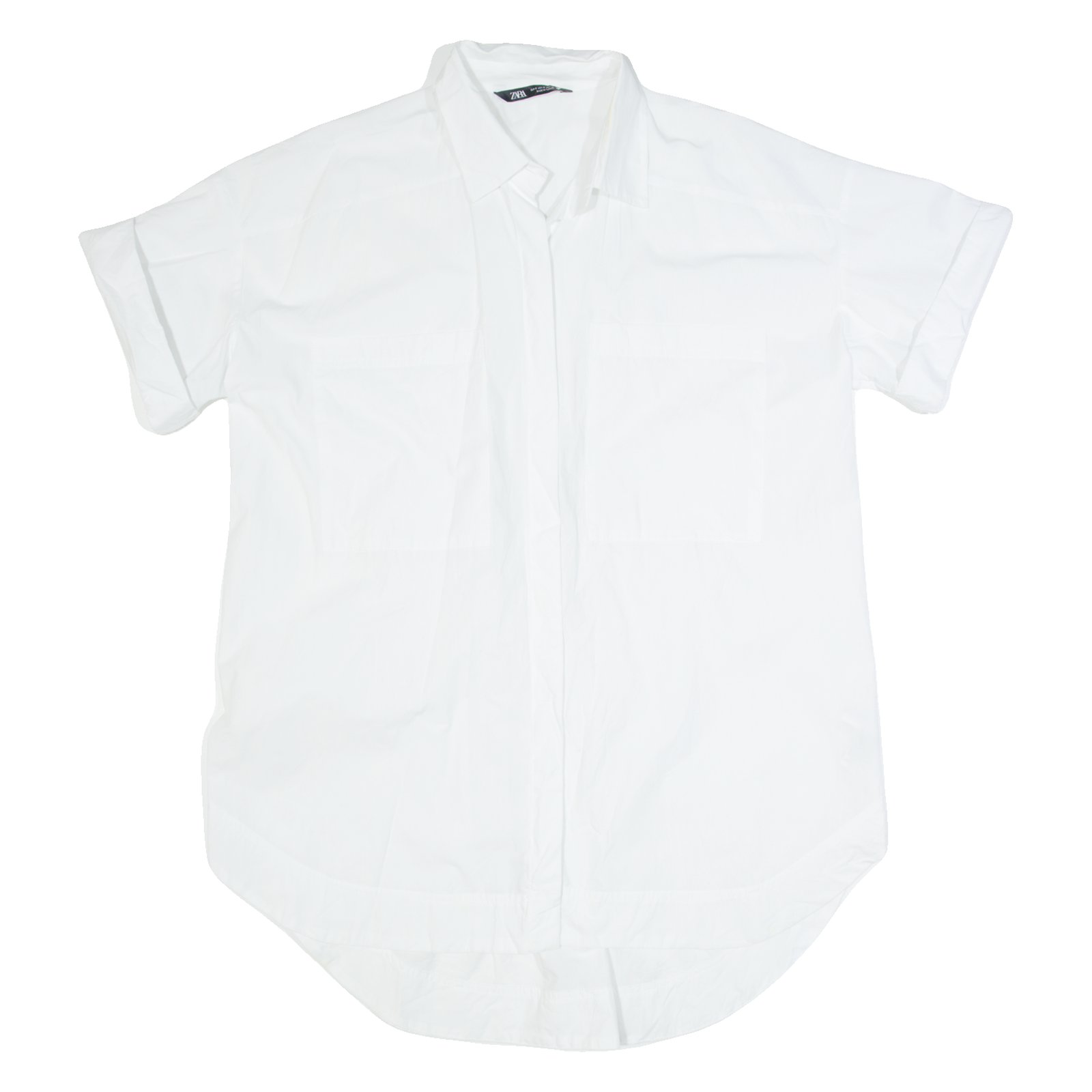 ZARA Oversized Womens Shirt Dress White 90s Short Sleeve Knee Length S Refurbished - N/A refurbished available on Cerqular
