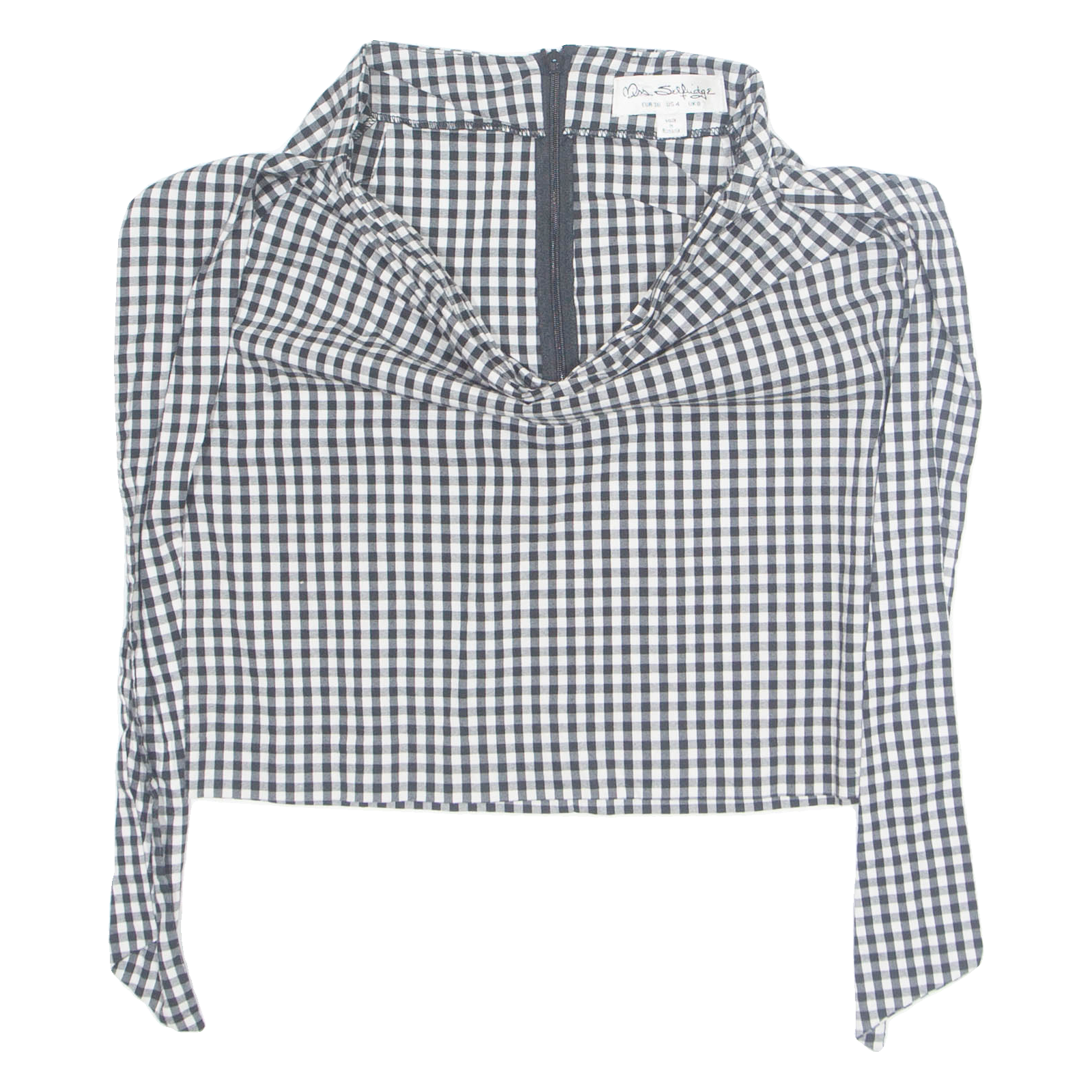 MISS SELFRIDGE Womens Off Shoulder Top Black Long Sleeve Gingham UK 8 Refurbished - N/A refurbished available on Cerqular