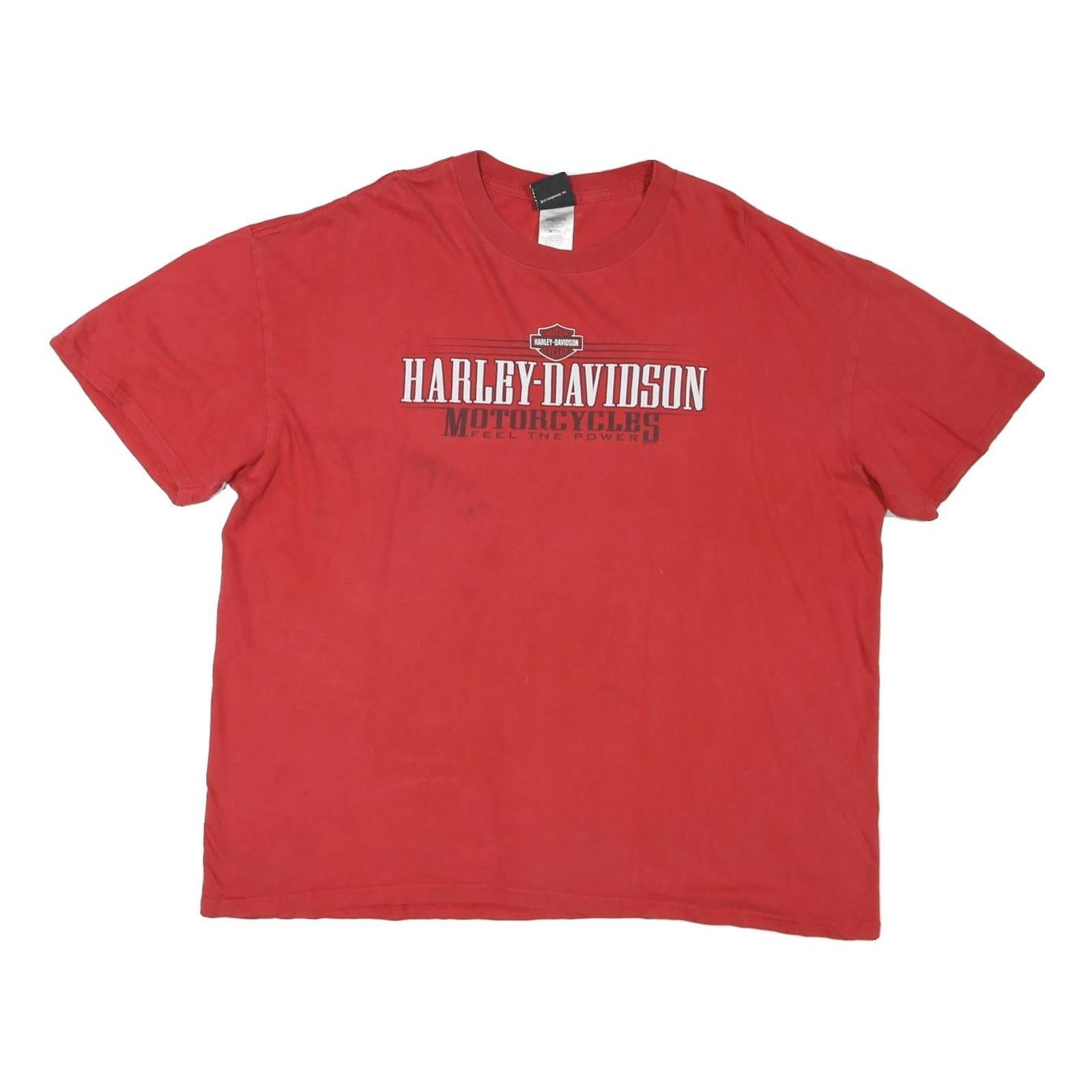 HARLEY DAVIDSON Mens Red Cotton Blend Graphic T-Shirt 2XL Short Sleeve Crew Neck Refurbished - N/A refurbished available on Cerqular