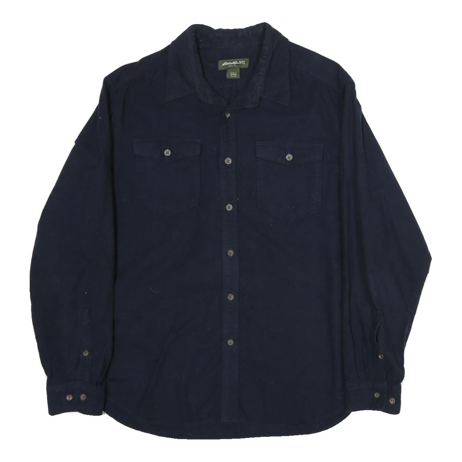 EDDIE BAUER Mens Blue Plain Cotton Shirt XL Long Sleeve Button Closure Casual Refurbished - N/A refurbished available on Cerqular
