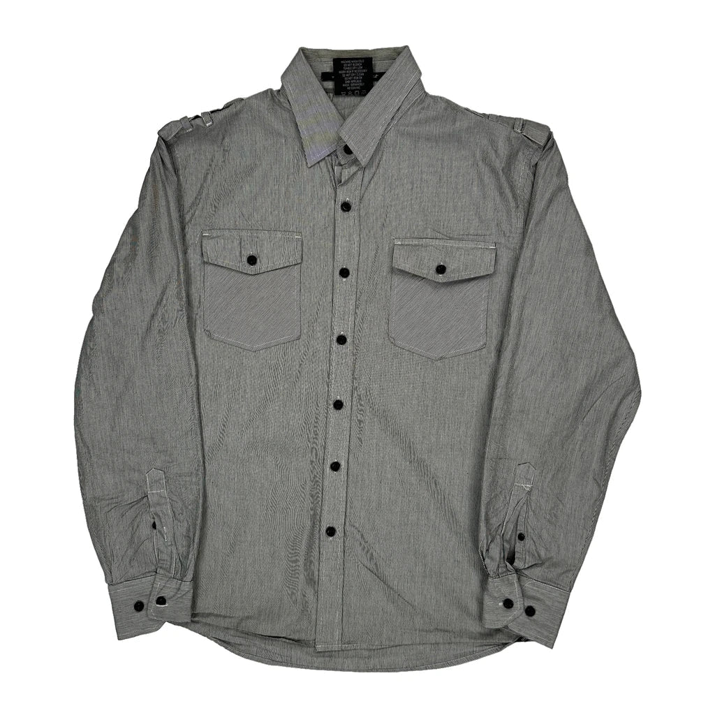 Hexagon Product Southpole Striped Shirt - Large Grey Cotton Refurbished - Thrifted (note: this is a term often used to describe second- refurbished available on Cerqular