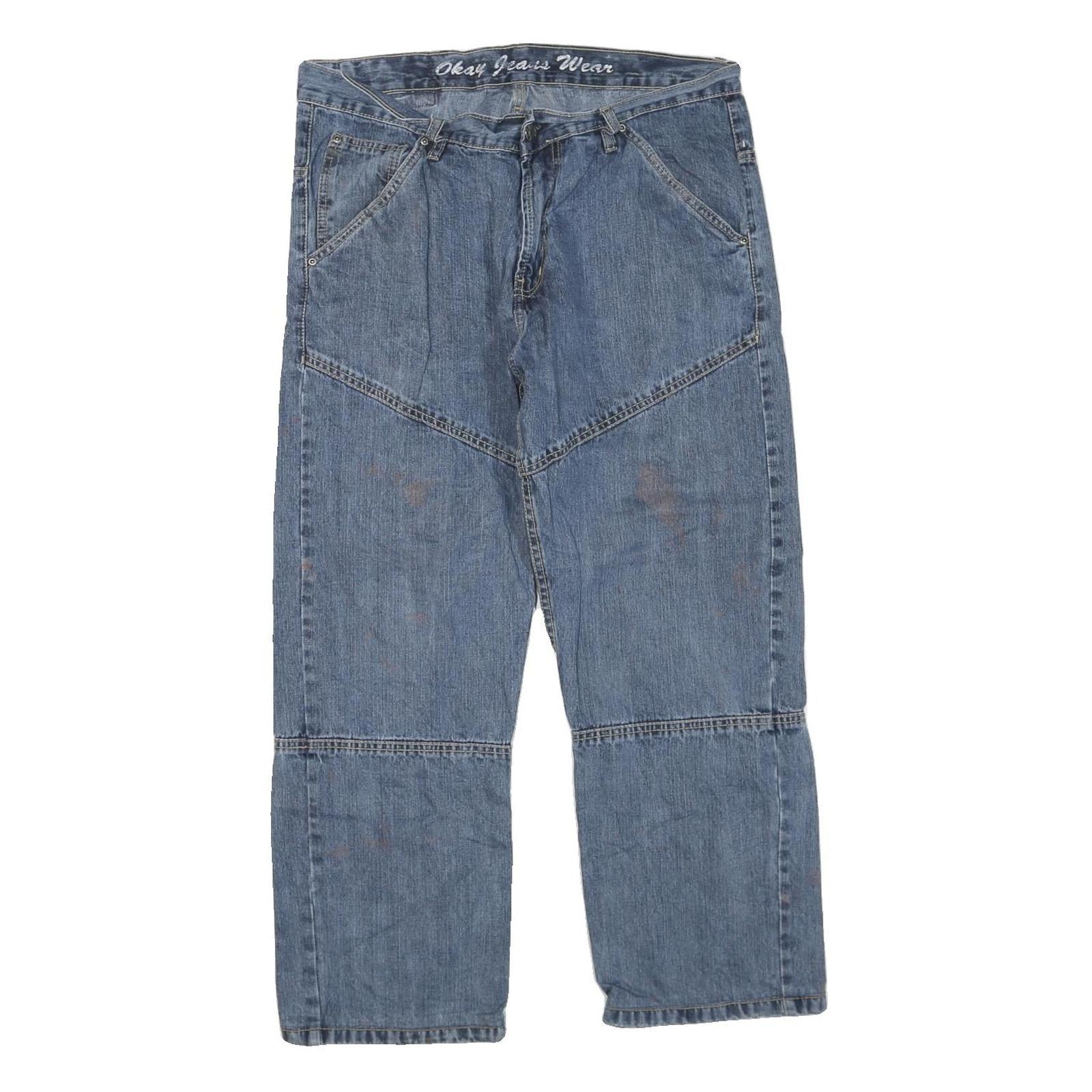 OKAY JEANS WEAR Womens Regular Fit Straight Denim Blue W34 L27 Classic Zip Refurbished - N/A refurbished available on Cerqular
