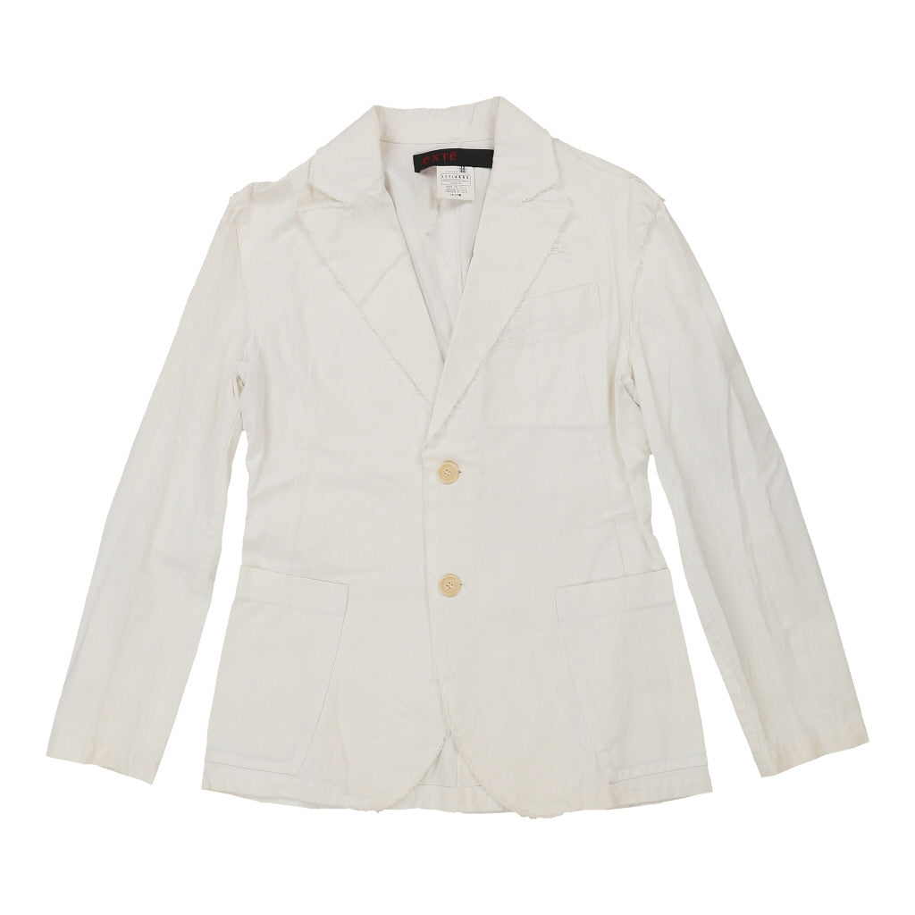 Exte Blazer - Medium White Cotton Refurbished - Thrifted (note: this is a term often used to describe second- refurbished available on Cerqular