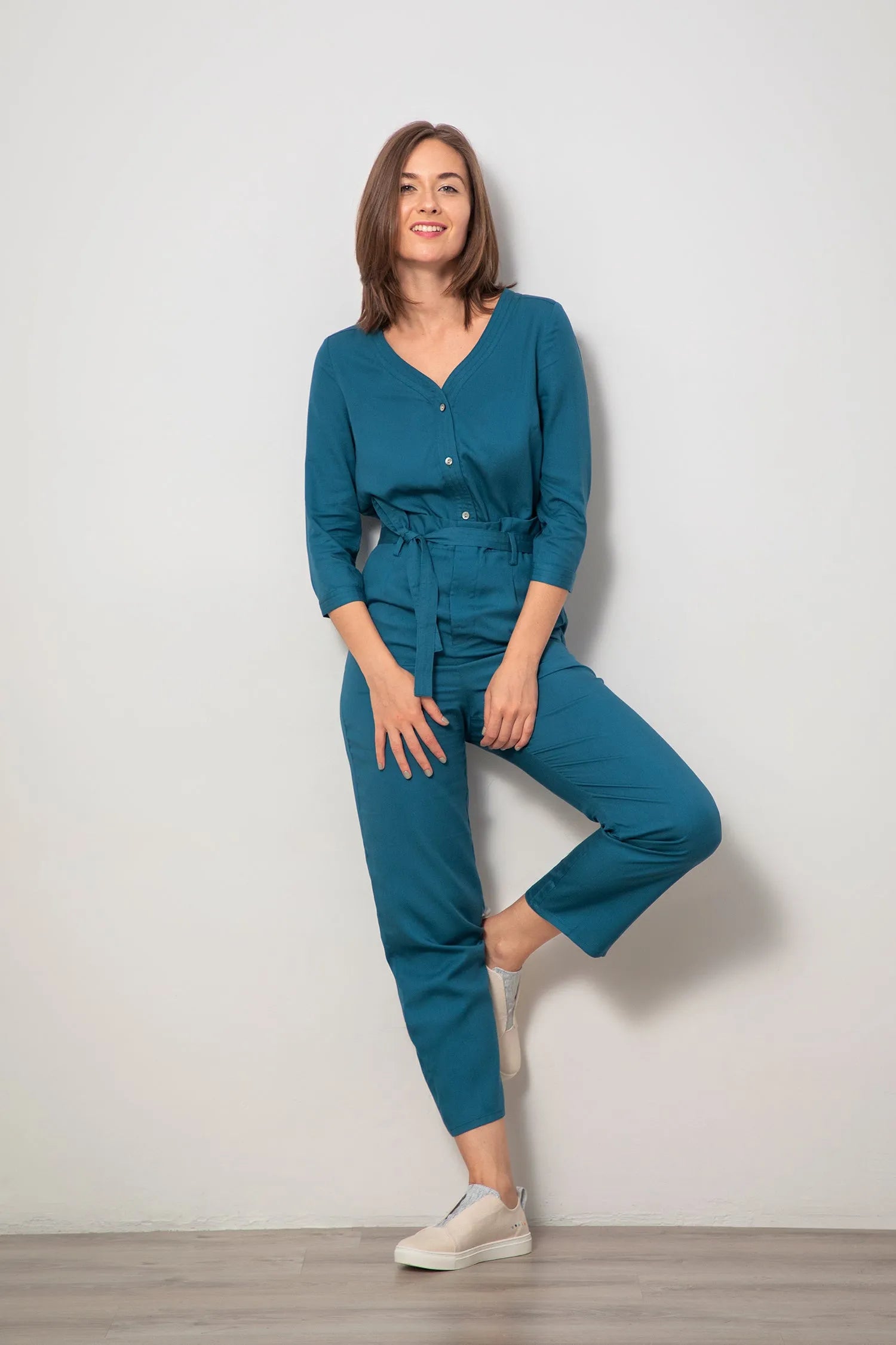 V-neck Jumpsuit - Ocean | Size: S Refurbished - N/A refurbished available on Cerqular