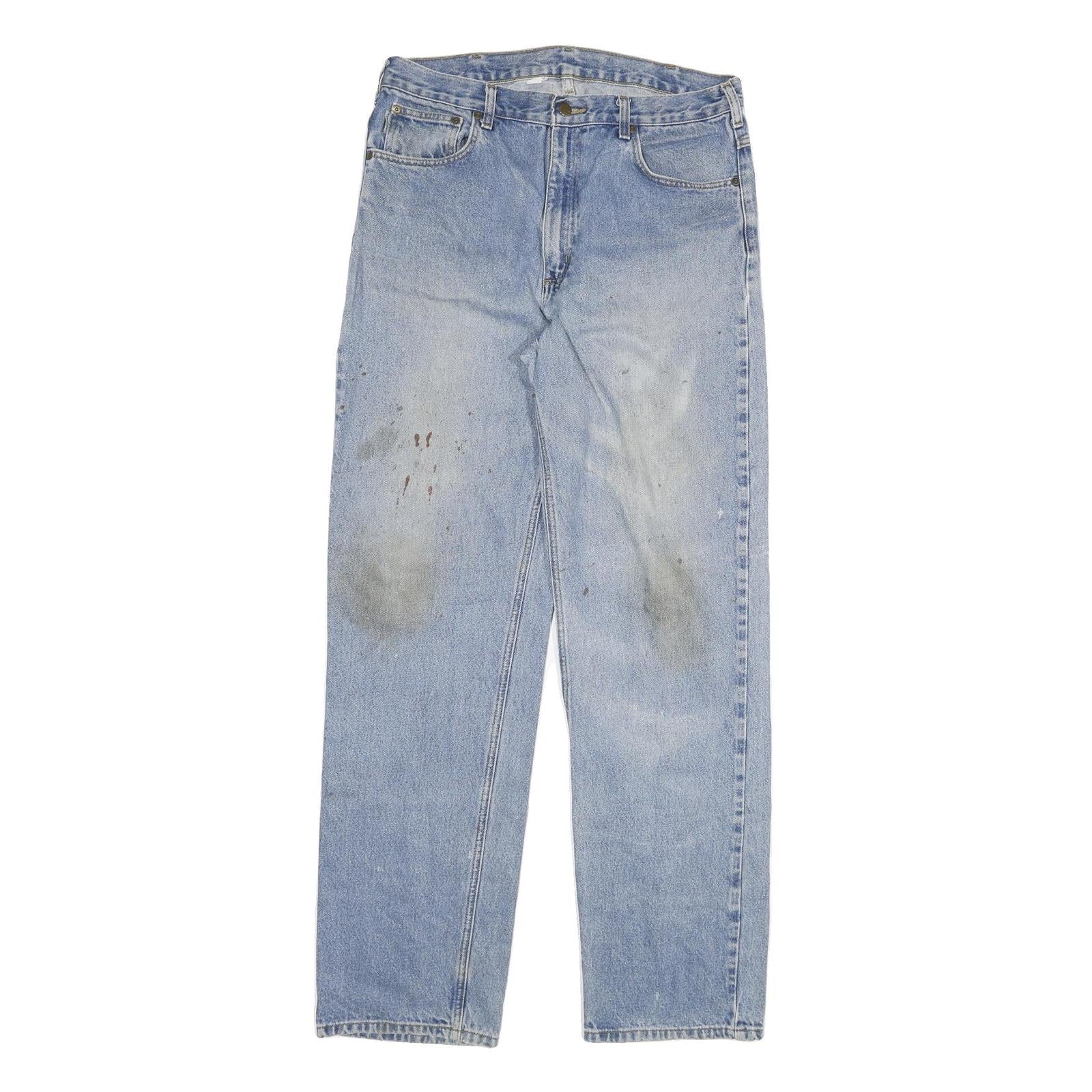 CARHARTT Mens Regular Cotton Blend Light Blue Jeans W34 L35 Workwear Durable Zip Refurbished - N/A refurbished available on Cerqular