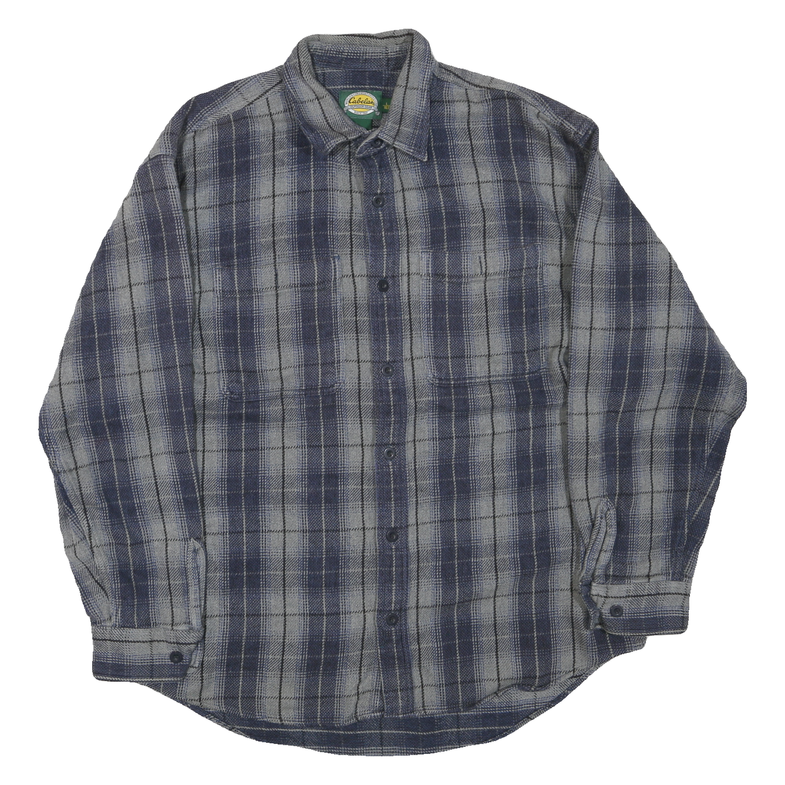 CABELA'S Mens Blue & Grey Check Shirt L Cotton Blend Long Sleeve Casual Refurbished - N/A refurbished available on Cerqular