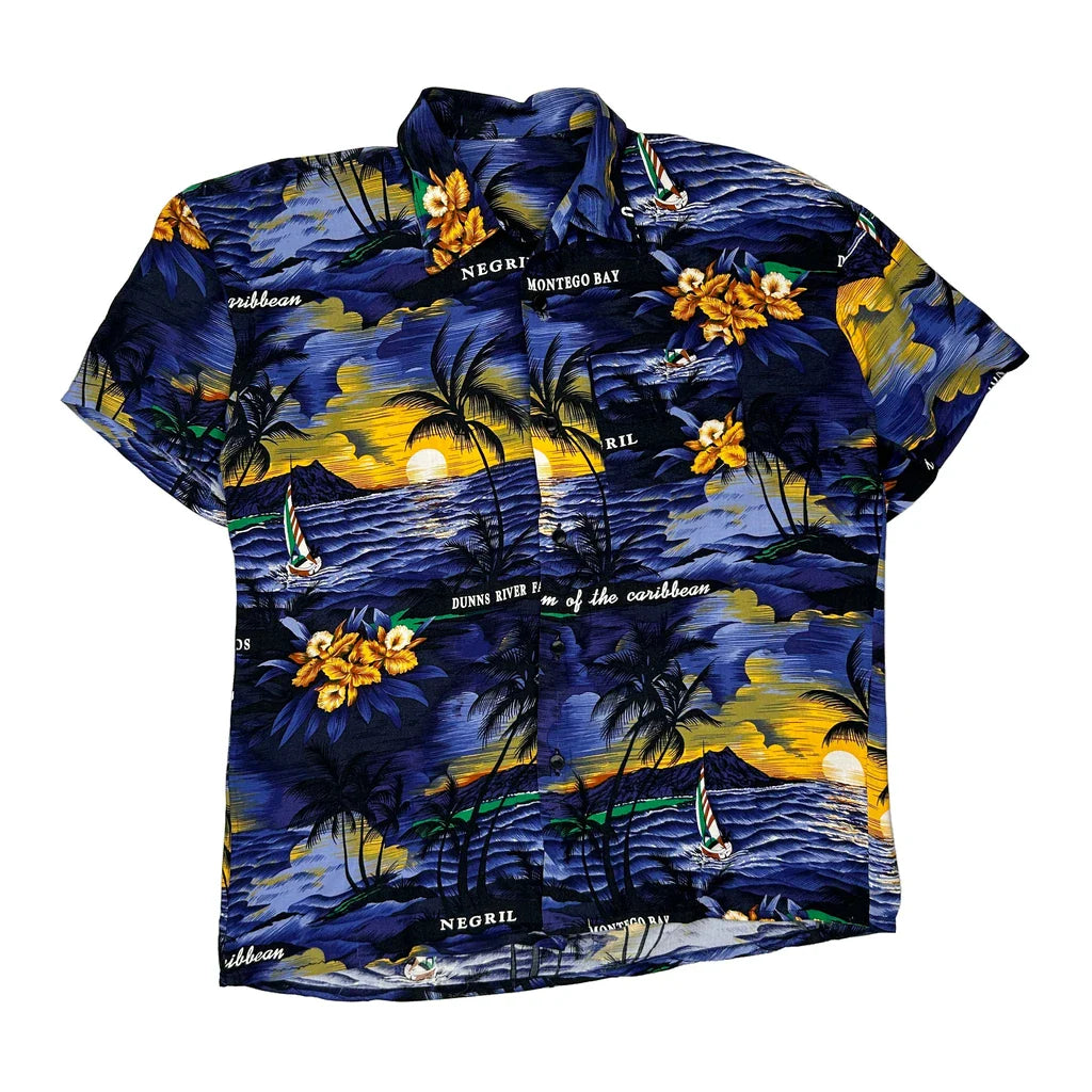 Unbranded Hawaiian Shirt - XL Blue Cotton Refurbished - Thrifted (note: this is a term often used to describe second- refurbished available on Cerqular