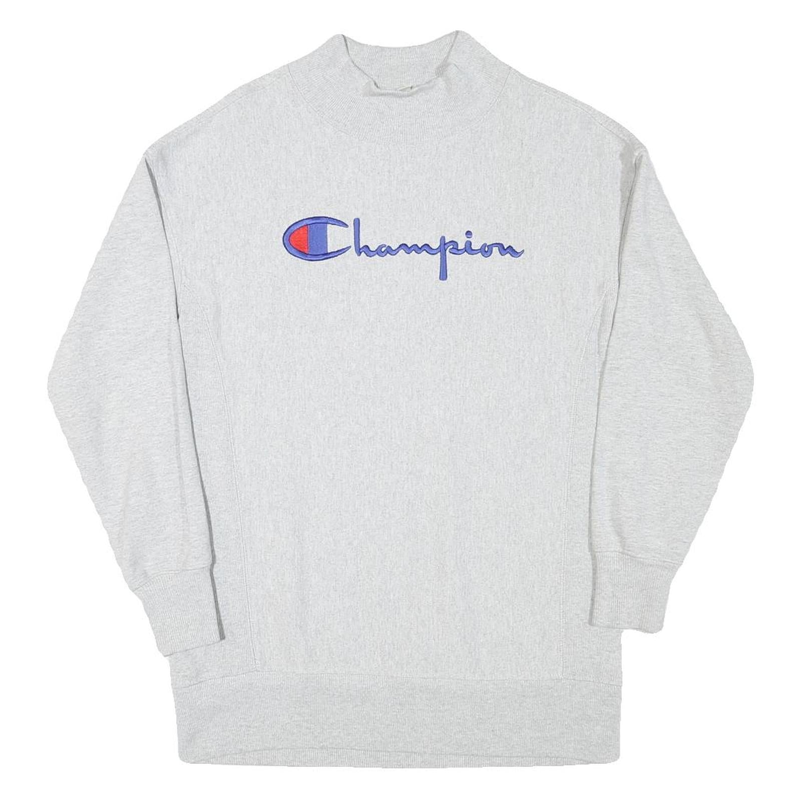 CHAMPION Mens Grey Cotton Blend Crew Neck S Logo Embroidered Classic Sweatshirt Refurbished - N/A refurbished available on Cerqular