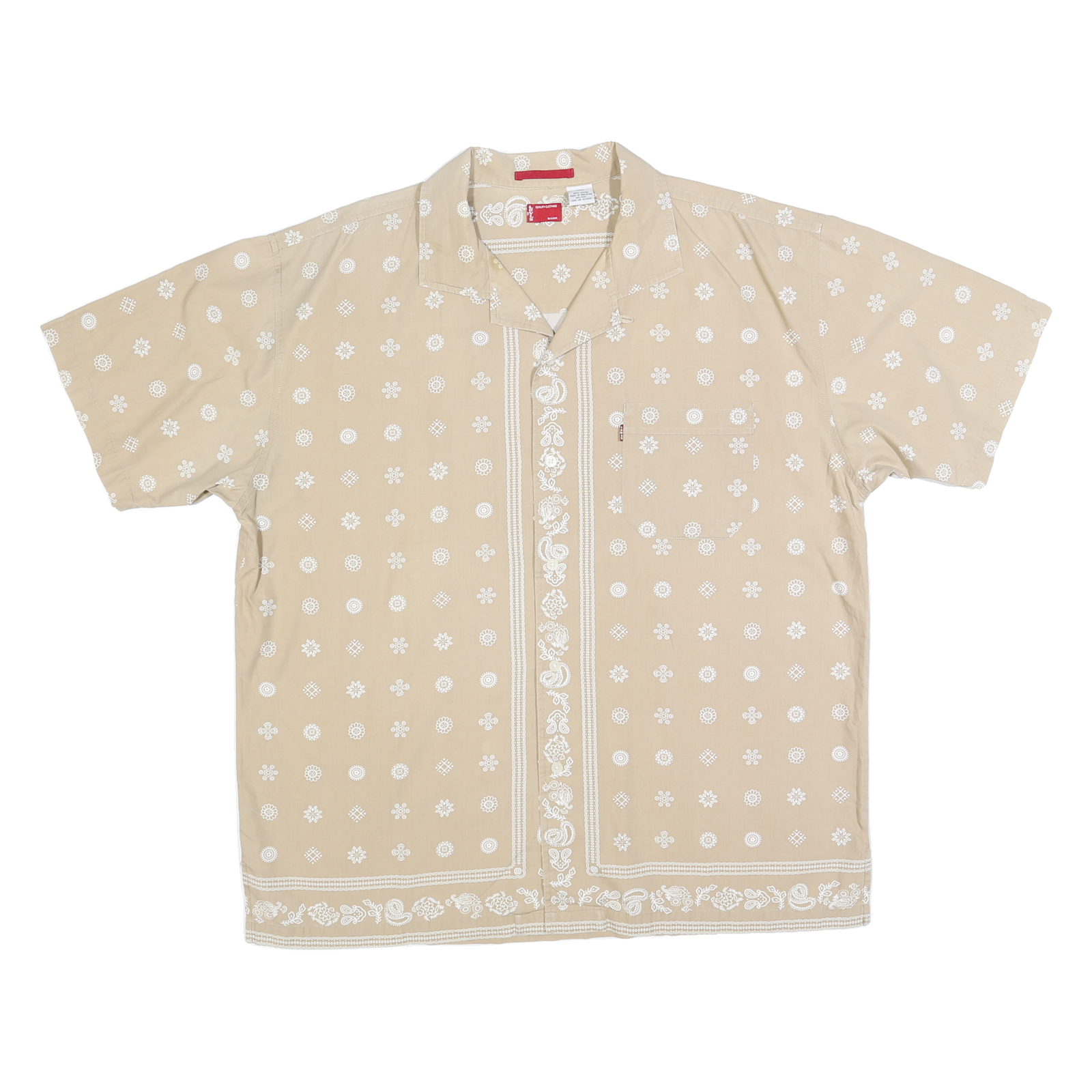 LEVI'S Mens Beige Shirt XL Cotton Blend Short Sleeve Casual Summer Refurbished - N/A refurbished available on Cerqular
