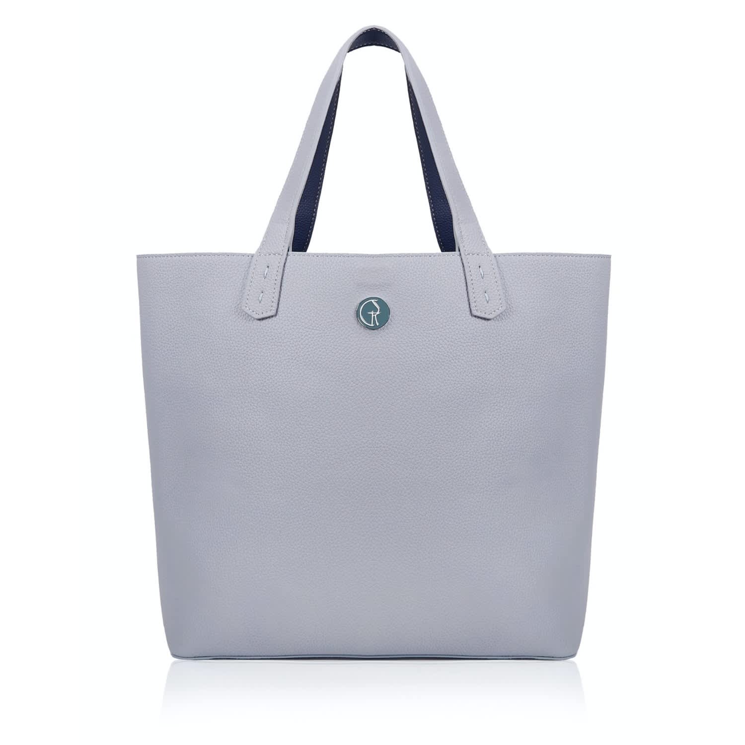 Reversible Vegan Tote In Blue & Grey Refurbished - The Morphbag by GSK refurbished available on Cerqular