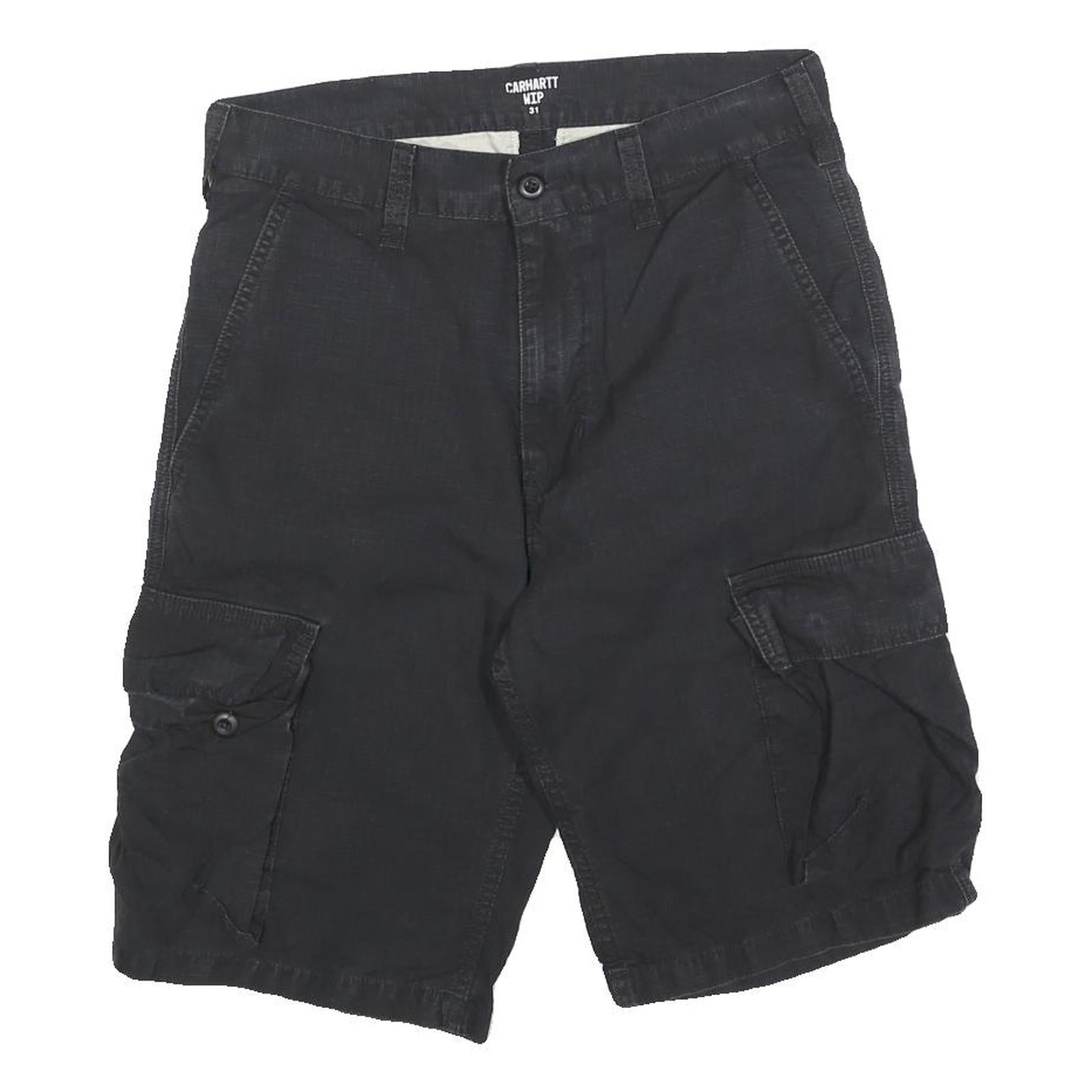 CARHARTT Mens Black Cargo Shorts M W31 Workwear Durable Cotton Blend Refurbished - N/A refurbished available on Cerqular