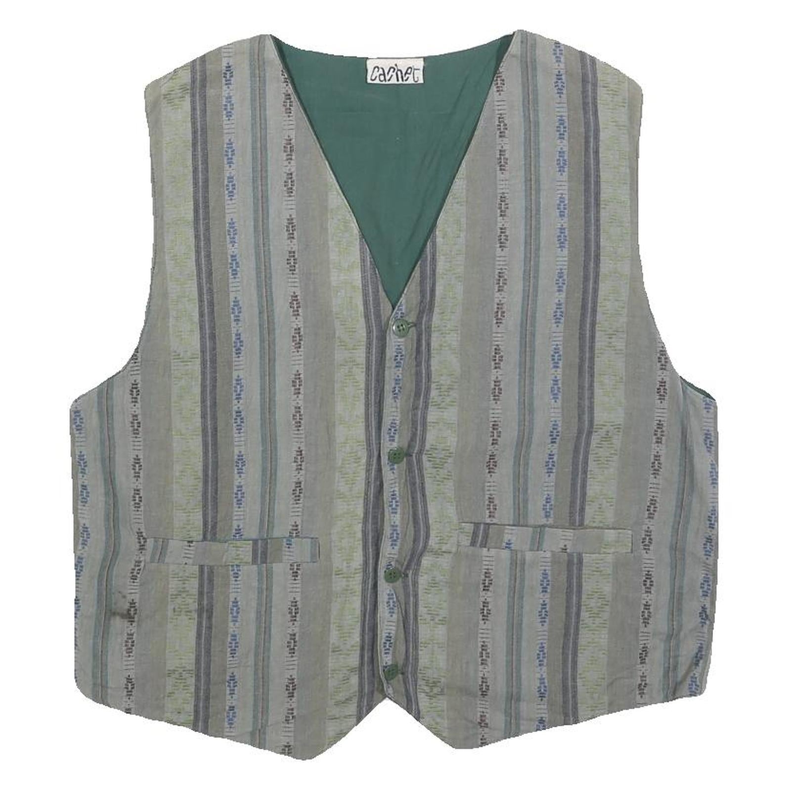 CACHET Mens Blue Green Grey Striped Cotton Blend Button Jacket M Casual Wear Refurbished - N/A refurbished available on Cerqular