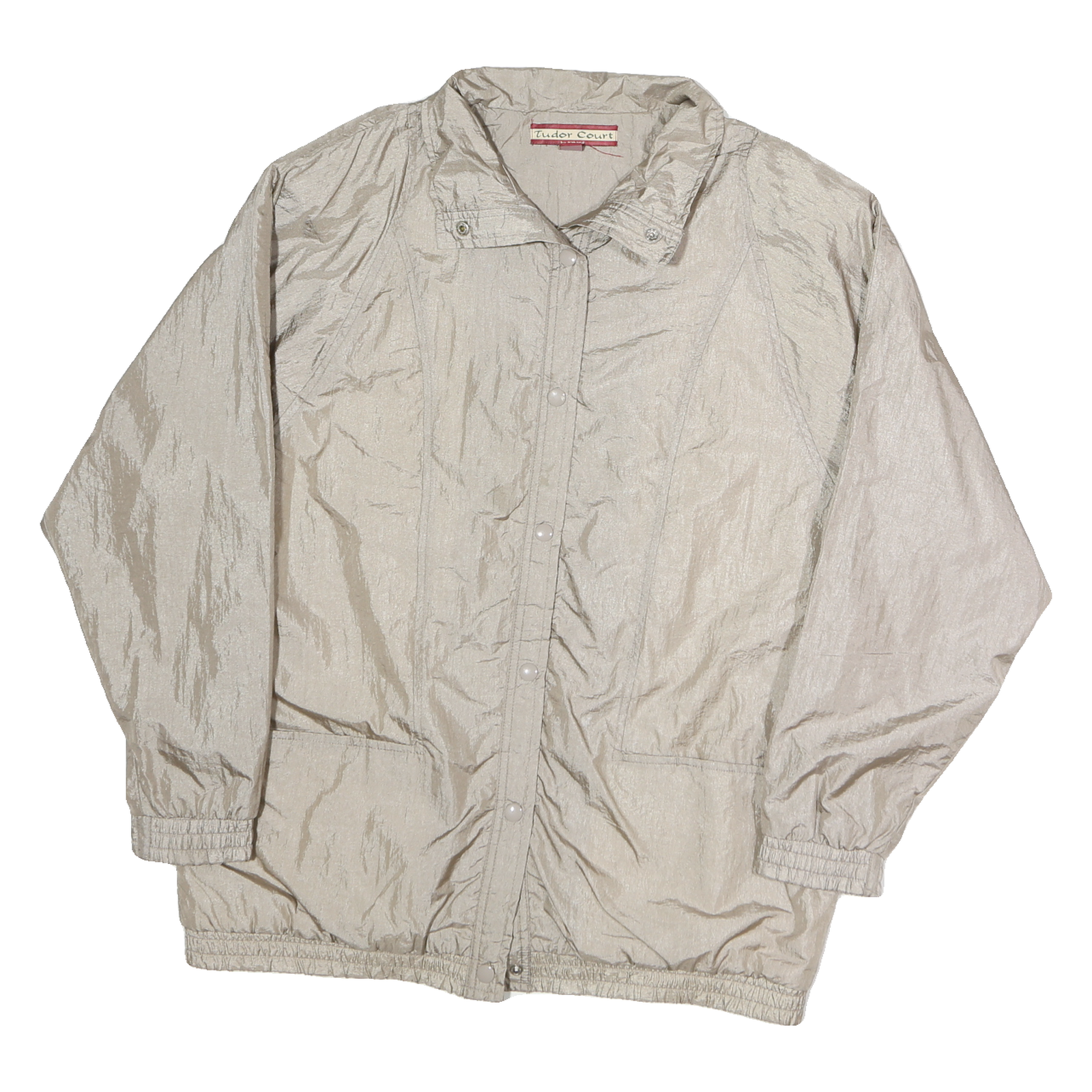 TUDOR COURT Womens Beige Nylon Jacket L Button Closure Lightweight Plain Refurbished - N/A refurbished available on Cerqular