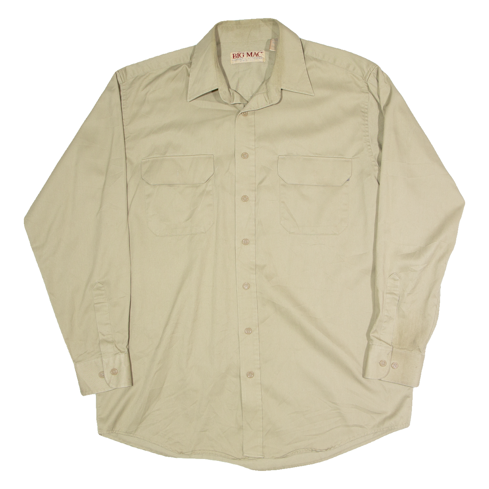 BIG MAC Mens Worker Shirt Beige Long Sleeve XL Refurbished - N/A refurbished available on Cerqular