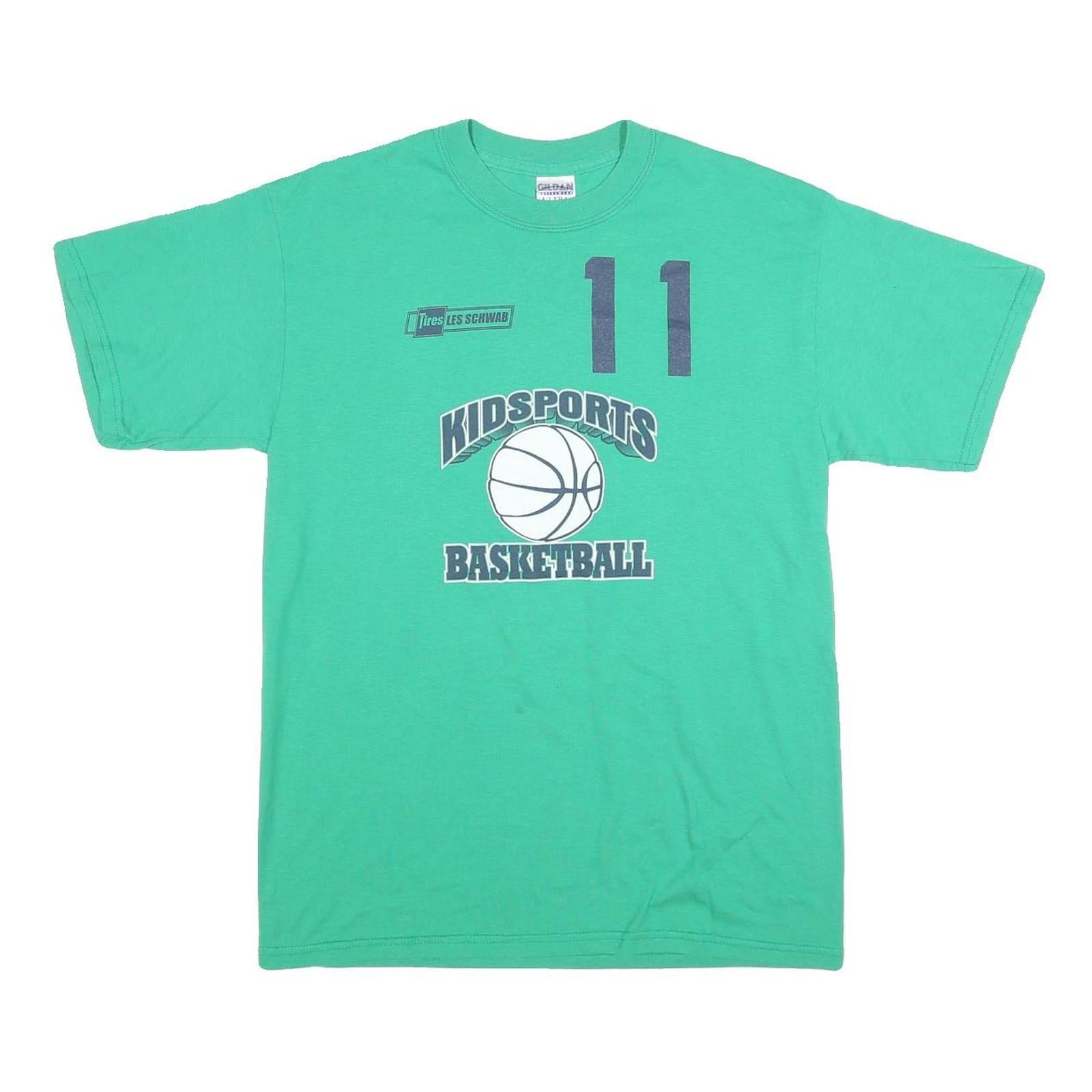 GILDAN Mens Green Kidsports Basketball Graphic T-Shirt M Short Sleeve Crew Neck Refurbished - N/A refurbished available on Cerqular