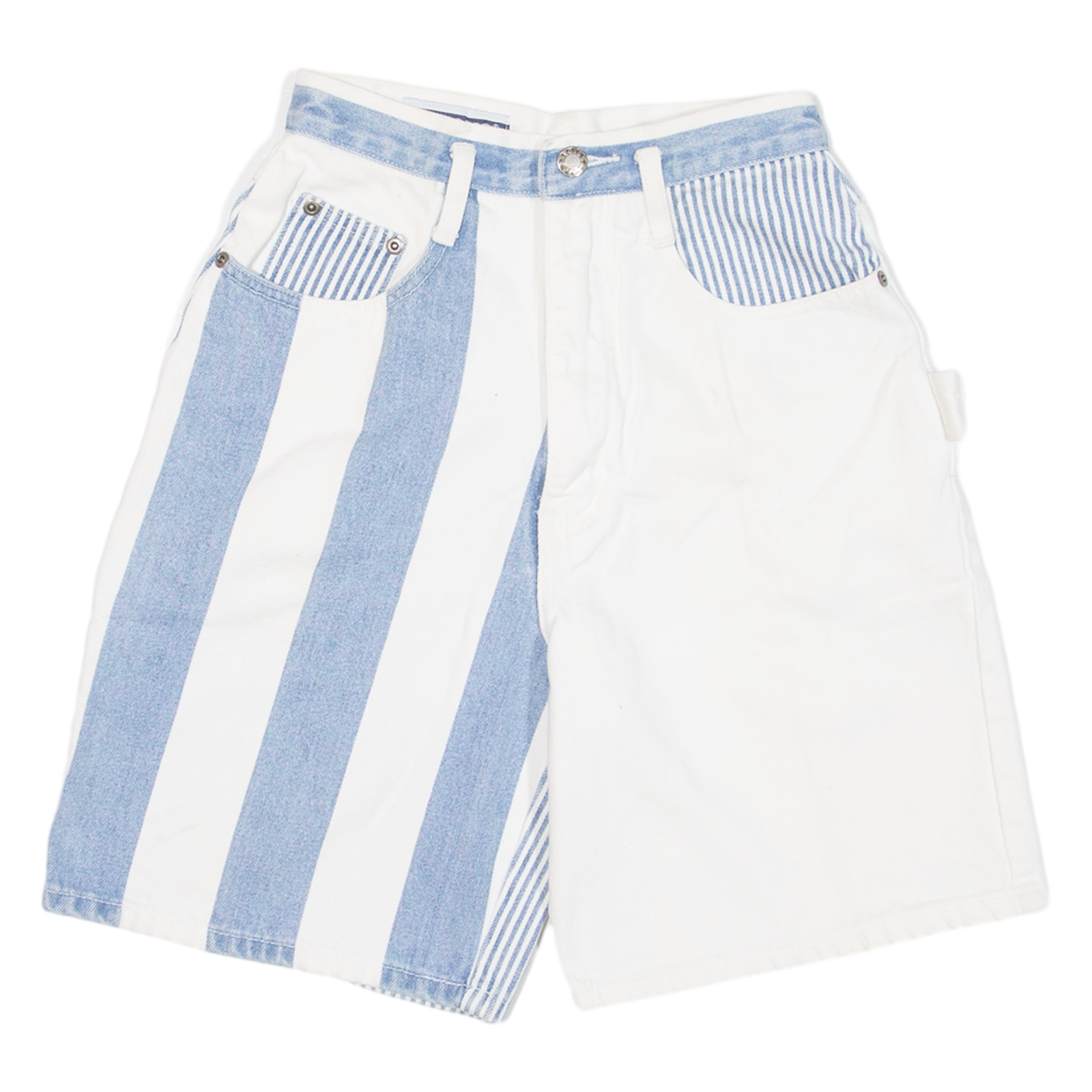 NOUVO Womens Jorts Shorts White Relaxed Striped XXS W23 Refurbished - N/A refurbished available on Cerqular