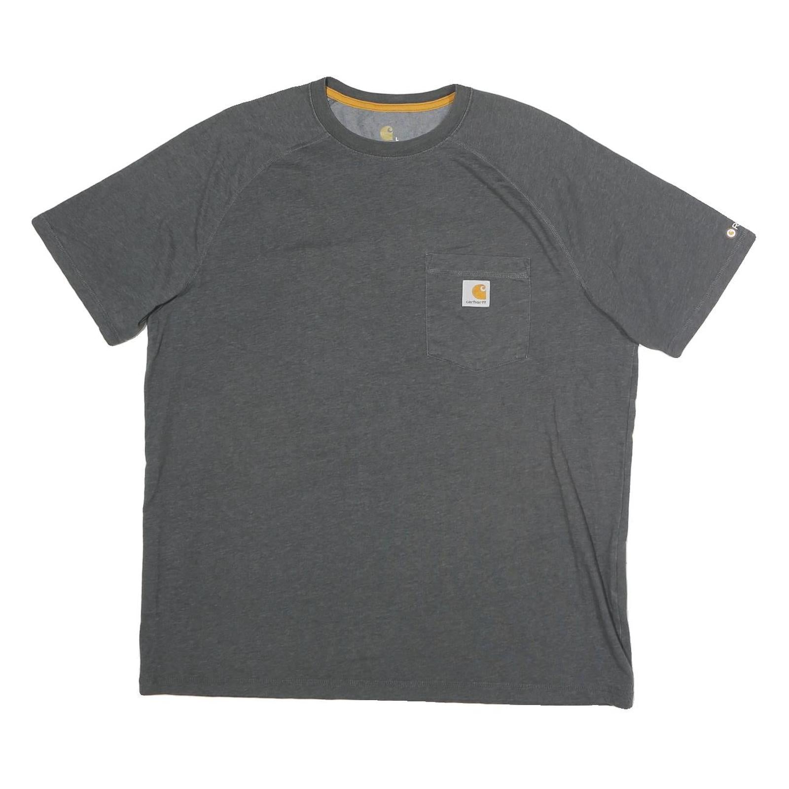 CARHARTT Mens Grey & Yellow Pocket T-Shirt L Short Sleeve Crew Neck Workwear Refurbished - N/A refurbished available on Cerqular
