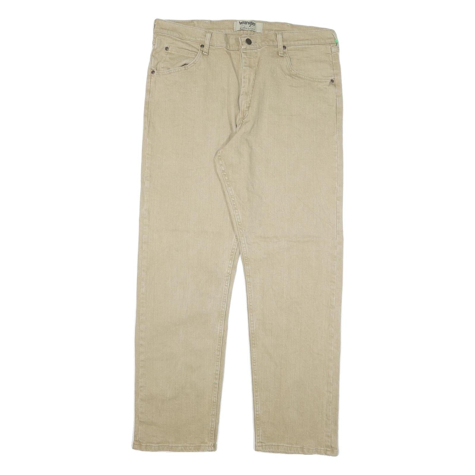 WRANGLER Mens Jeans Beige Cotton Blend Regular Straight Zip W36 L31 Authentic Refurbished - N/A refurbished available on Cerqular