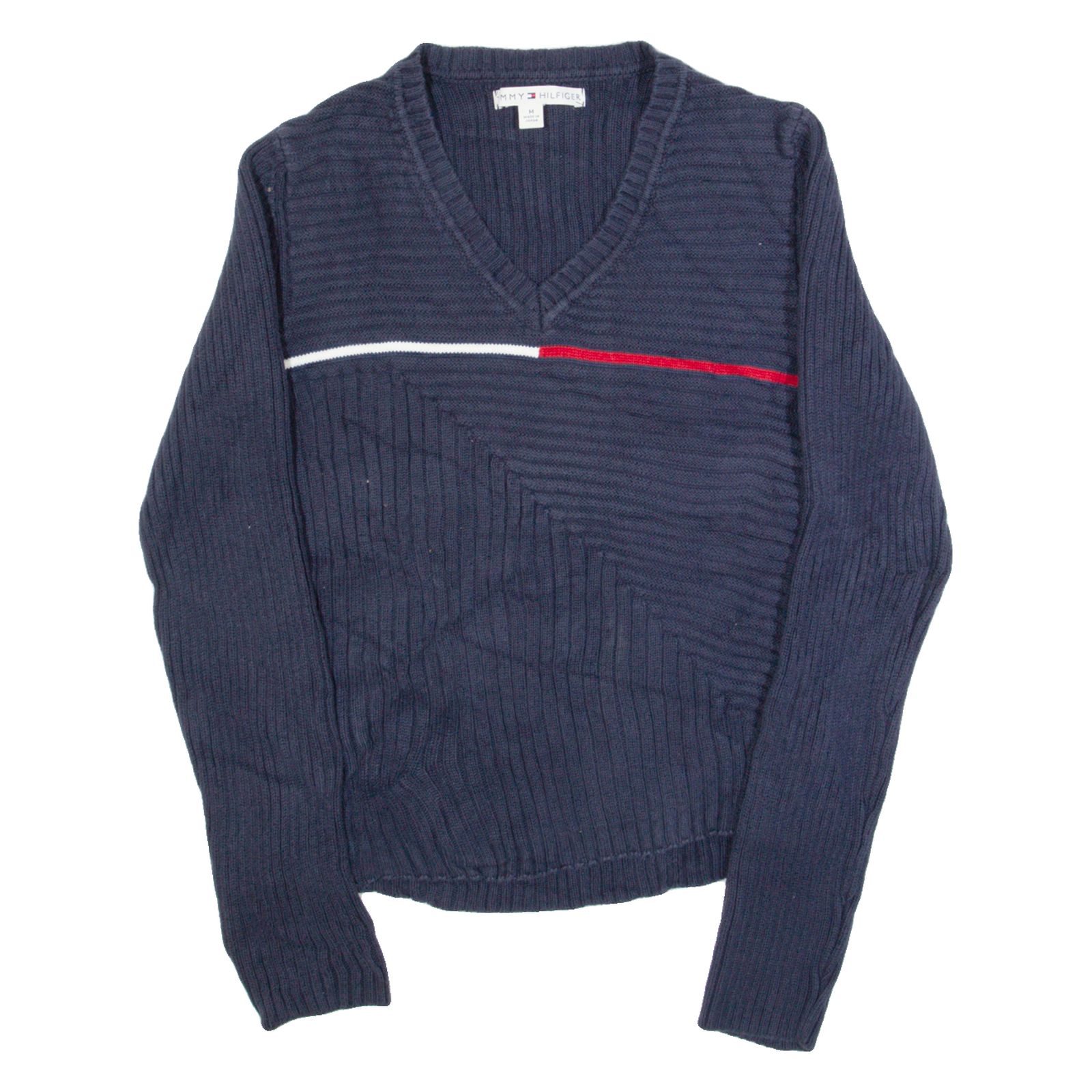 TOMMY HILFIGER Womens Jumper Blue V-Neck Tight Knit M Refurbished - N/A refurbished available on Cerqular