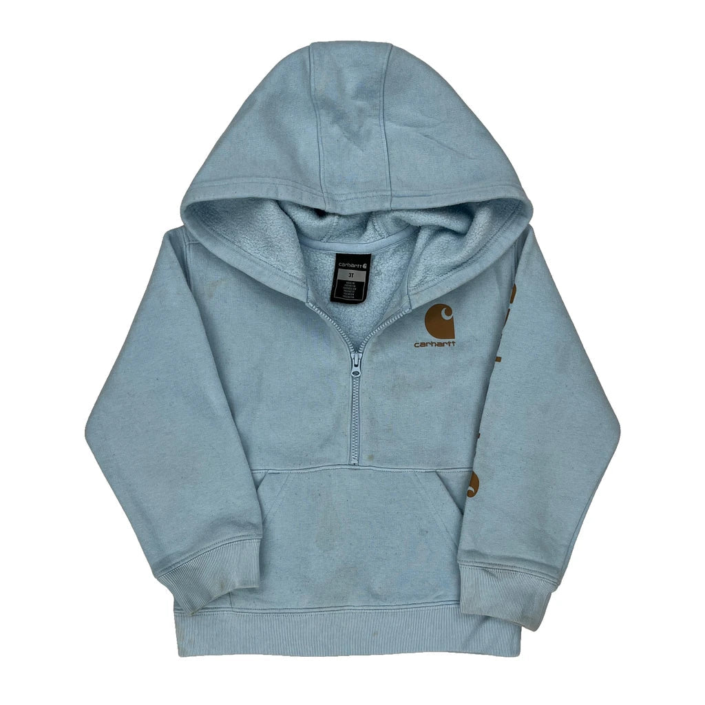 Age 3 Carhartt Hoodie - 2XS Blue Cotton Refurbished - Thrifted (note: this is a term often used to describe second- refurbished available on Cerqular