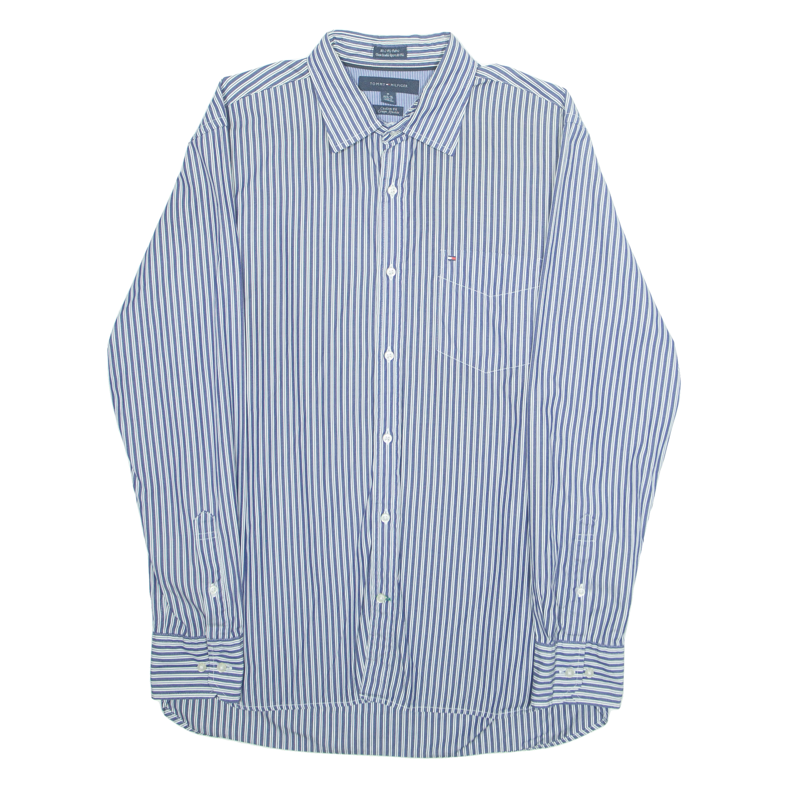 TOMMY HILFIGER Custom Fit Mens Shirt Blue Striped Long Sleeve M Refurbished - N/A refurbished available on Cerqular