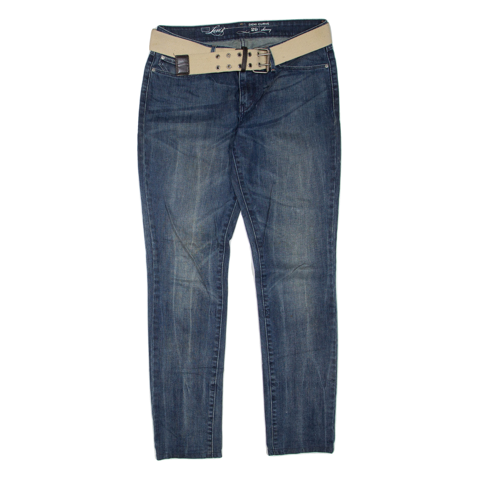 LEVI'S Demi Curve Belted Womens Jeans Blue Regular Skinny Stone Wash W29 L31 Refurbished - N/A refurbished available on Cerqular