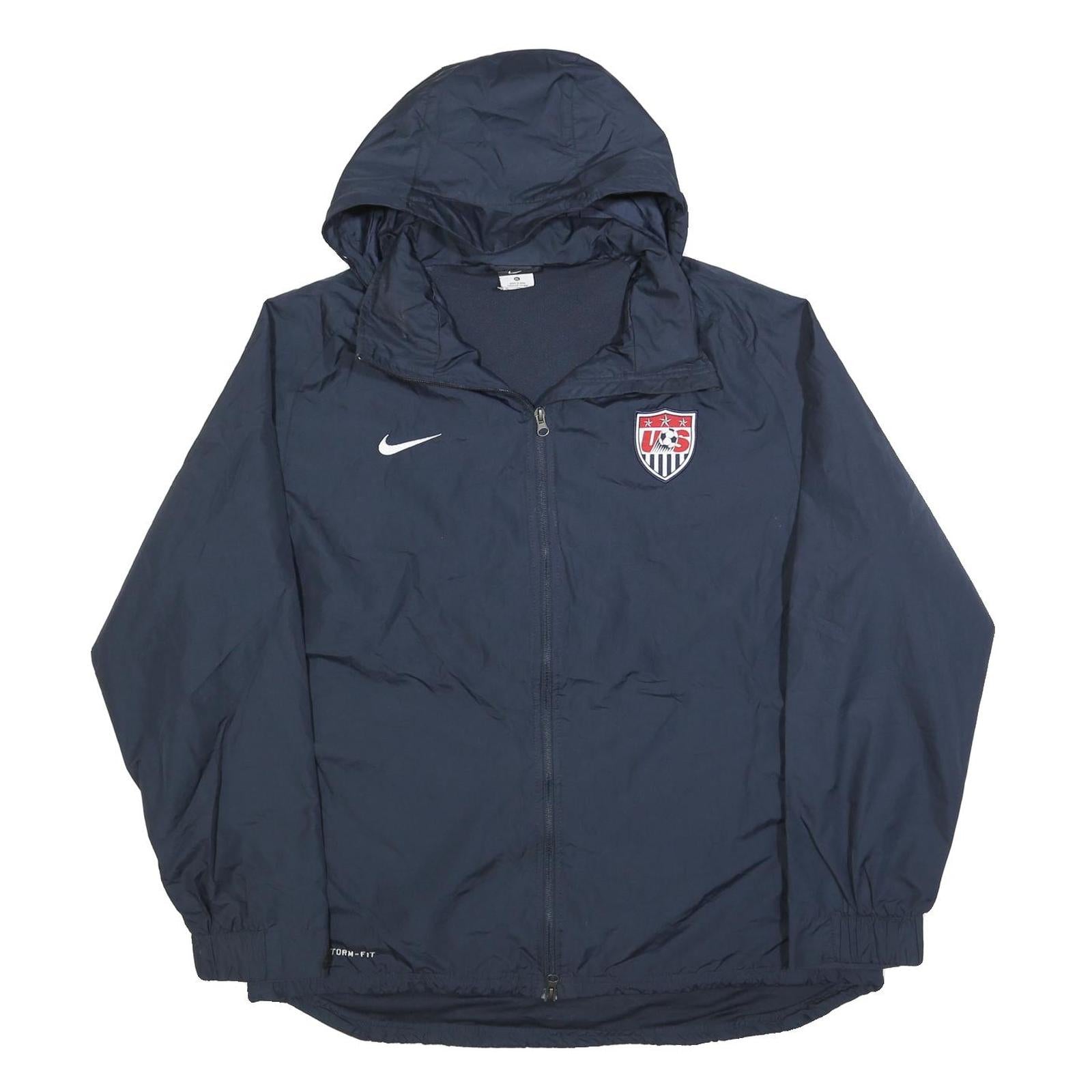 NIKE Mens Navy Blue Sports Logo Zip Hooded Jacket XL Polyester Blend Plain Refurbished - N/A refurbished available on Cerqular