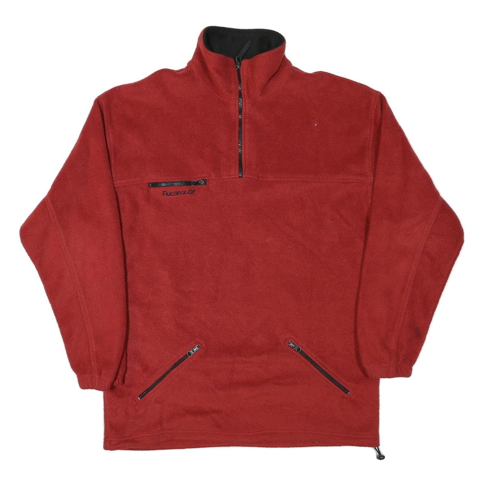 Mens Red Polyester Blend Pullover Jumper Half Zip Size XL Warm Casual Outdoor Refurbished - N/A refurbished available on Cerqular