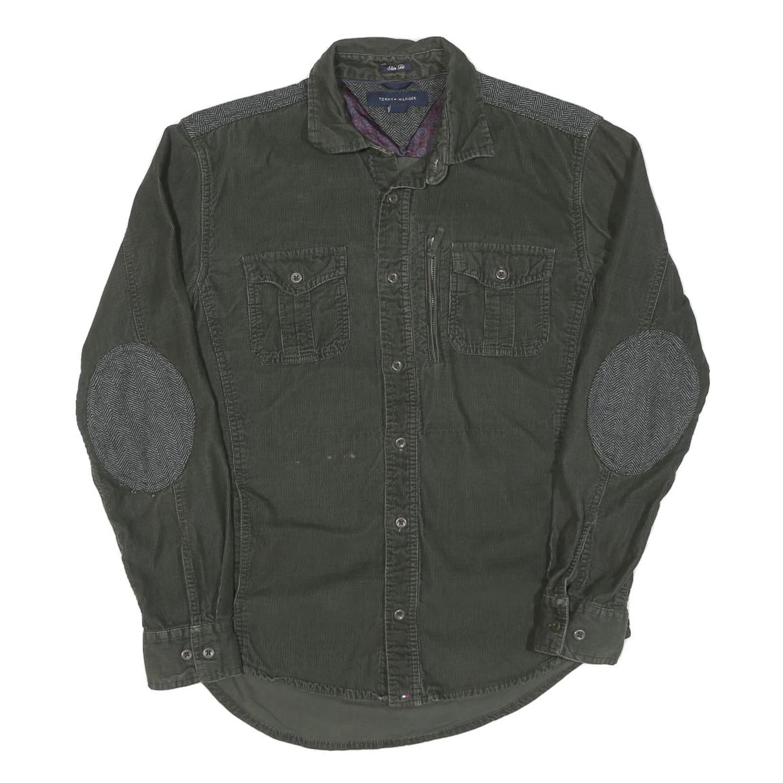 TOMMY HILFIGER Mens Green Shirt M Cotton Casual Long Sleeve Button Down Refurbished - N/A refurbished available on Cerqular