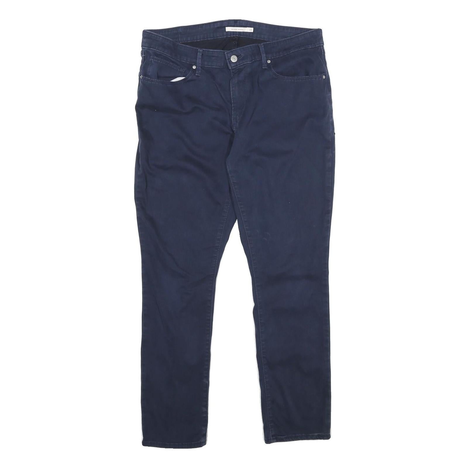 LEVI'S Womens Slim Navy Blue Cotton Blend Trousers W33 L30 Zip Casual Fit Refurbished - N/A refurbished available on Cerqular