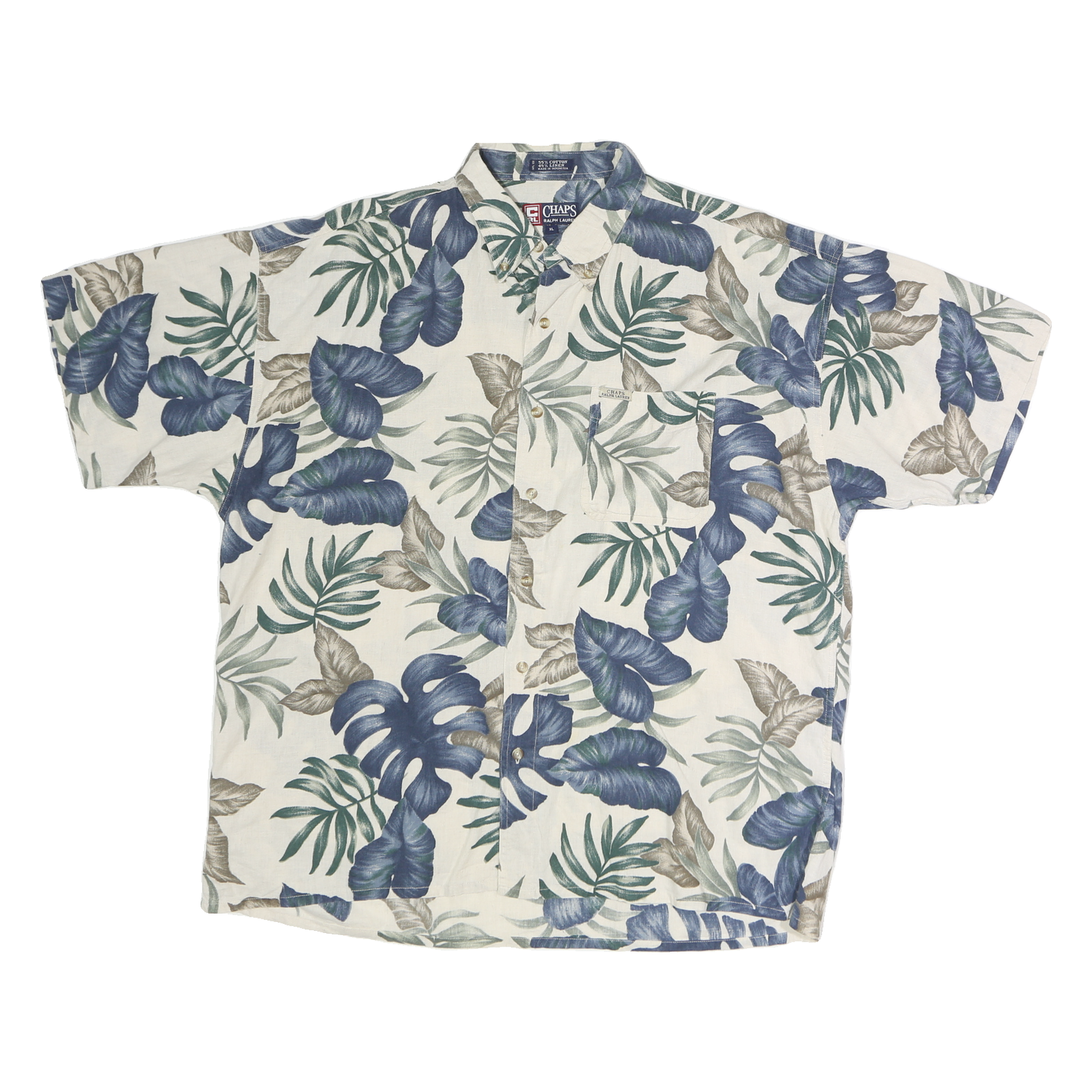 Buy CHAPS Mens Cream & Blue Tropical Print Cotton Shirt XL Casual Summer Vacation Refurbished - $27.29 CHAPS Mens Cream & Blue Tropical Print Cotton Shirt XL Casual Summer Vacation Refurbished - N/A refurbished available on Cerqular