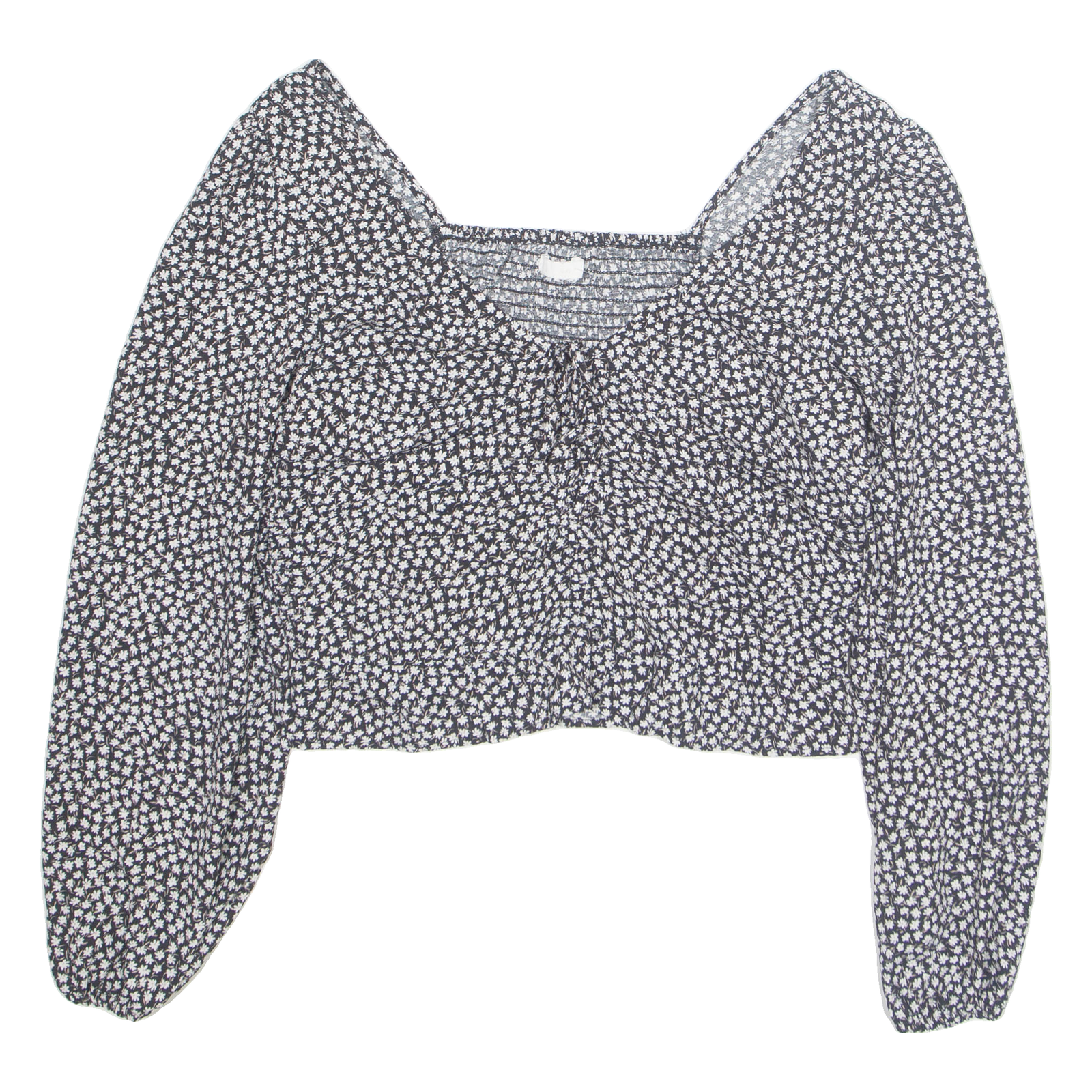 H&M Womens Printed Blouse Black V-Neck Long Sleeve Floral M Refurbished - N/A refurbished available on Cerqular