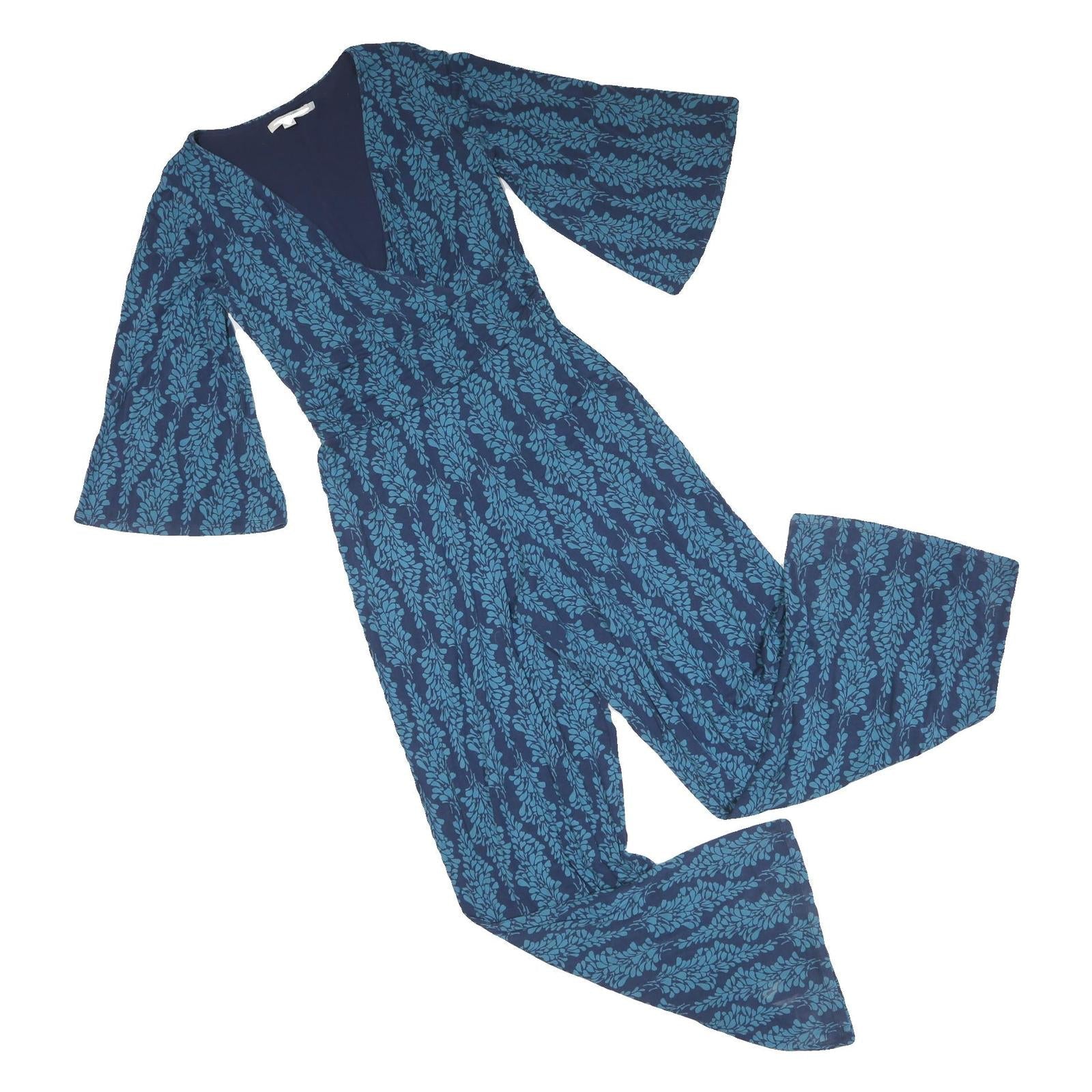 BODEN Womens Blue & Teal Leaf Pattern Playsuit UK 12 Polyester Blend Stylish Refurbished - N/A refurbished available on Cerqular
