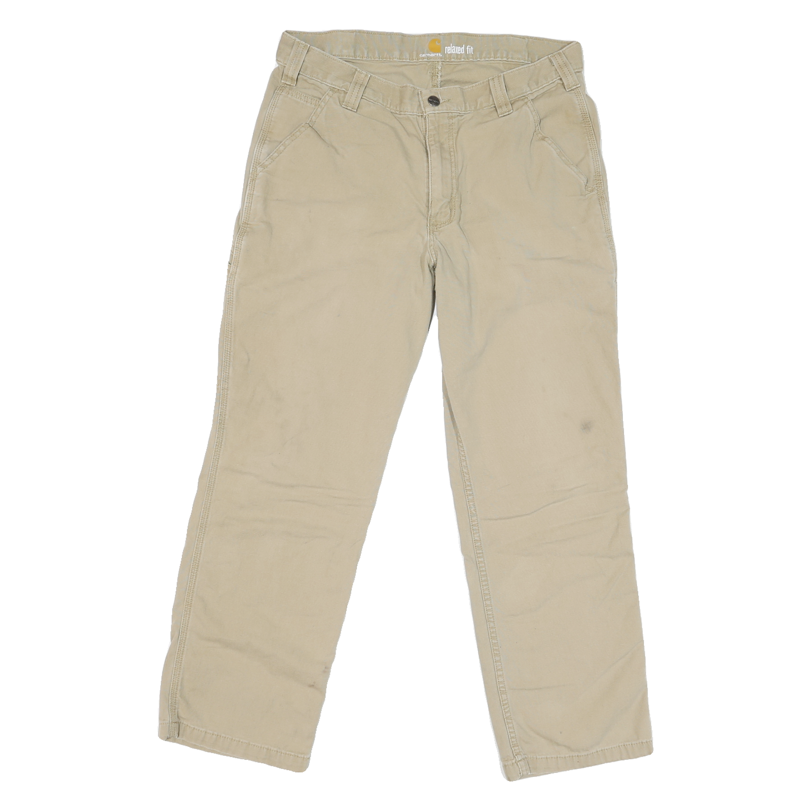 CARHARTT Mens Jeans Beige Relaxed Straight Cotton Blend W34 L27 Workwear Zip Refurbished - N/A refurbished available on Cerqular