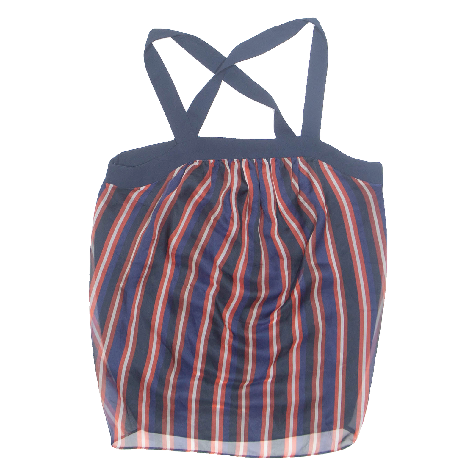 ZARA Womens Halter Neck Top Blue Button Neck Sleeveless Striped XS Refurbished - N/A refurbished available on Cerqular