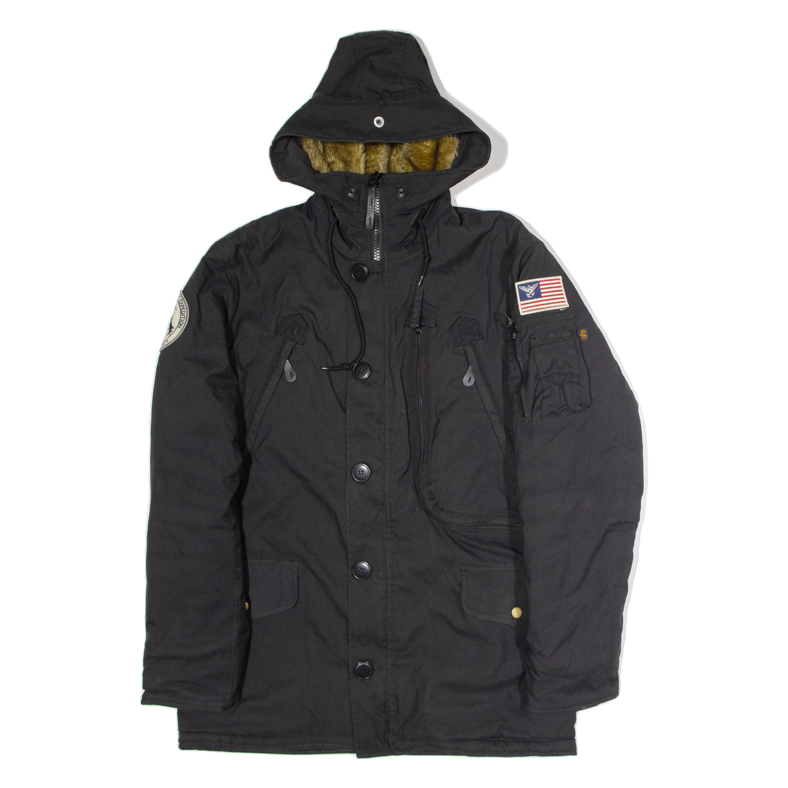 ALPHA INDUSTRIES Mens Parka Coat Black Canvas Nylon Hooded M Refurbished - N/A refurbished available on Cerqular